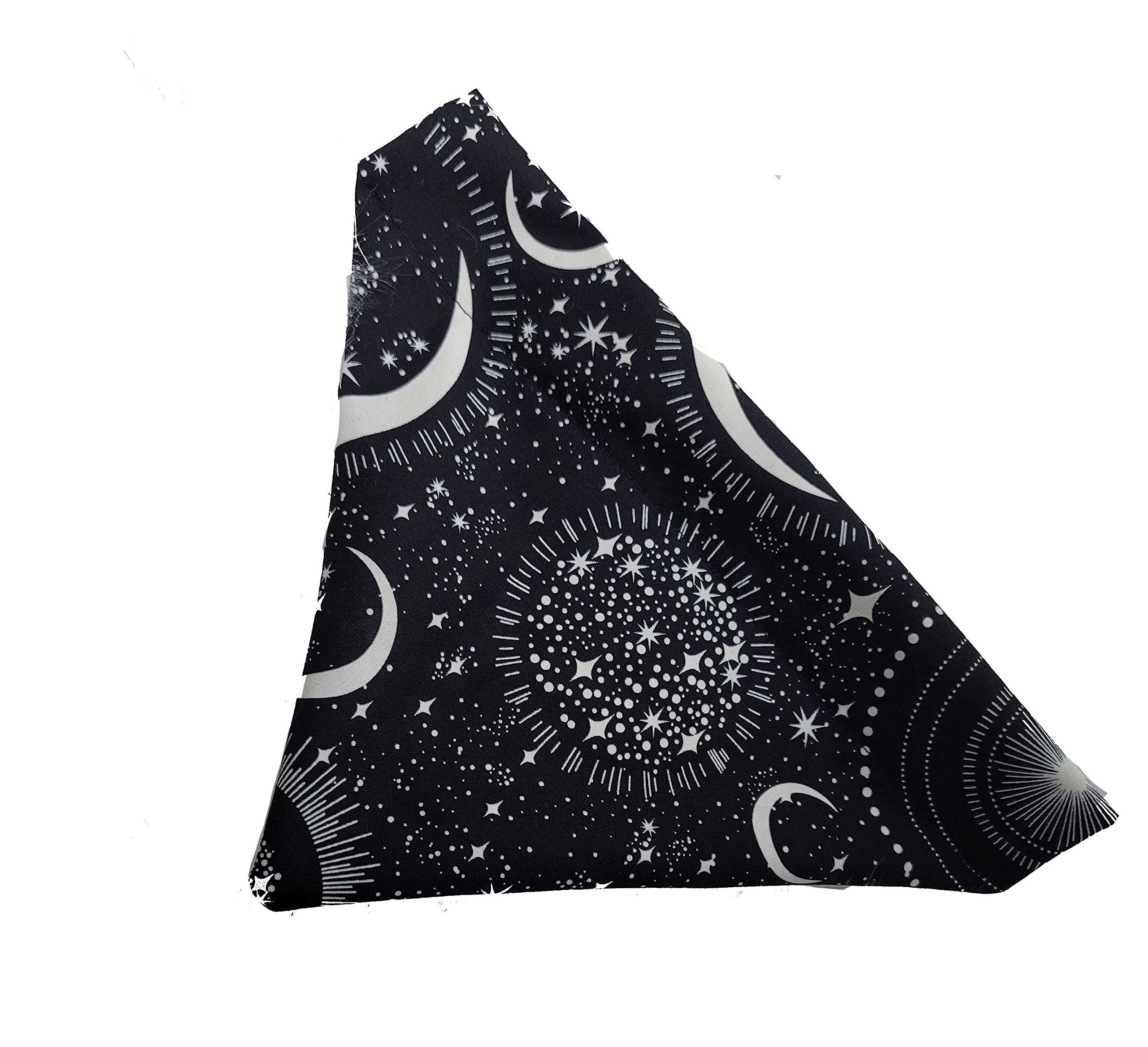 Glow In The Dark Black And White Moons And Stars Over The Collar Dog Bandana That Slips Onto Their Existing Collar Size Extra La