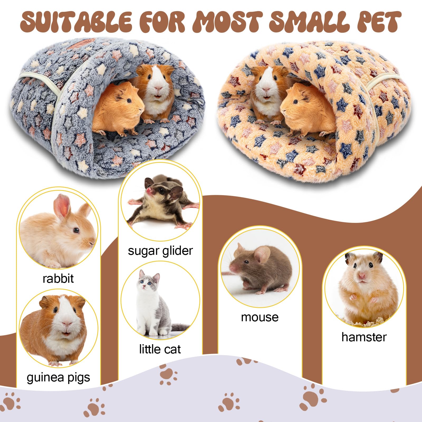 Wenqik 2 Pcs Guinea Pig Hideouts Washable Bunny Bedding Cuddle Warm Small Pet Sack Supplies Portable Pet Carrier Cage Nest Guine