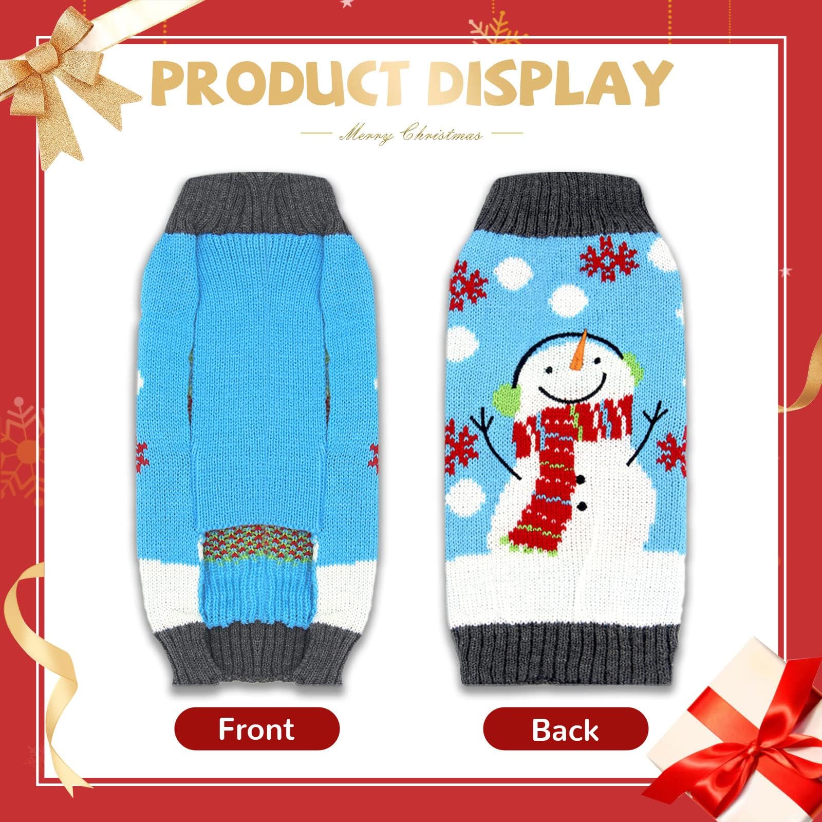 Hrttsy Christmas Dog Sweater Soft Warm Fall Winter Dog Clothes Cute Snowman Snowflake Xmas Knitwear Pet Costume Sleeveless Puppy