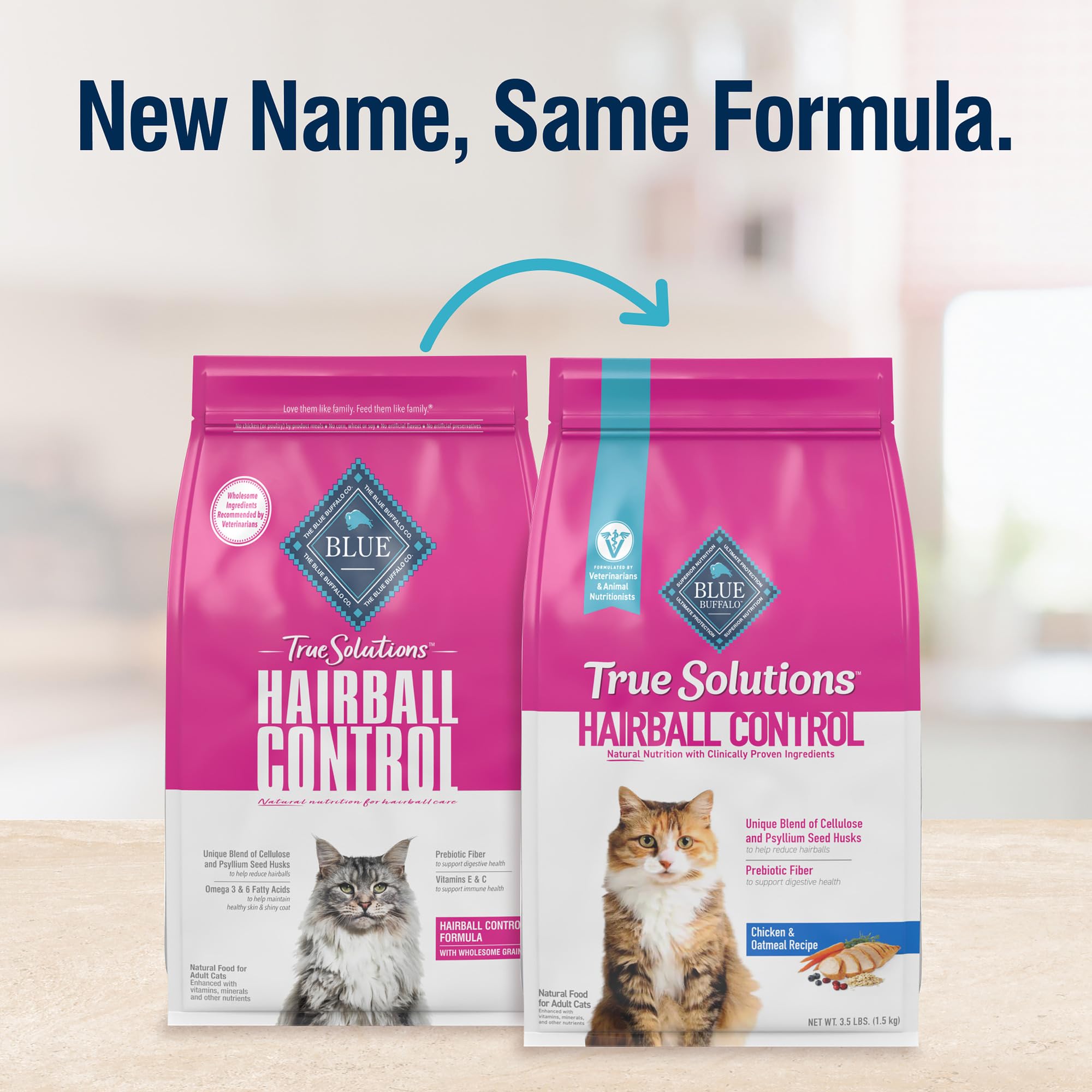 Blue Buffalo True Solutions Hairball Control Natural Dry Cat Food for Adult Cats, Chicken, 11-lb. Bag