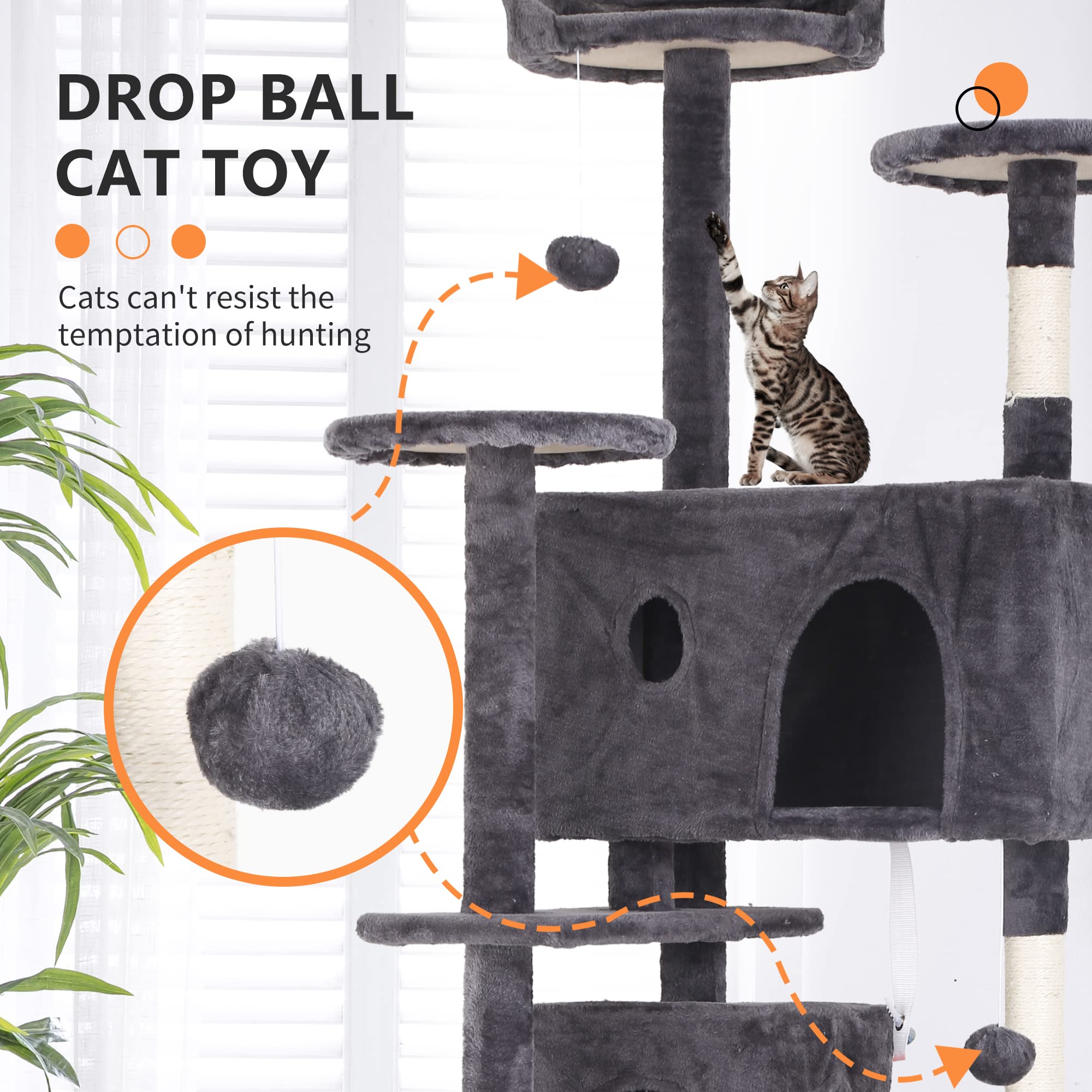 Bestpet 70In Cat Tree Tower For Indoor,Multi-Level Cat Furniture Activity Center With Scratching Posts Stand House Cat Condo Wit