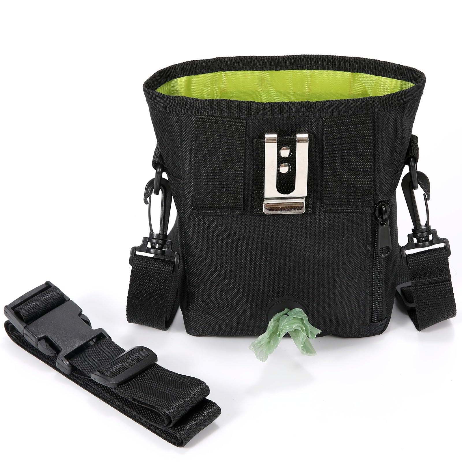 Dog Treat Pouch with Collapsible Dog Bowl, Training Clicker and Poop Bags, Treat Pouches for Pet Training, Built-in Poop Bag Dis