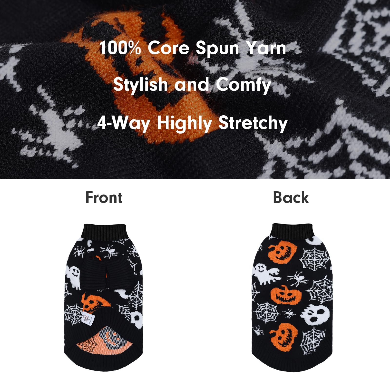 Cutebone Skull Dog Sweater Black Dog Sweater With Leash Hole Puppy Clothes For Medium Dogs Cozy Sweatshirts Puppy Sweater For Ch