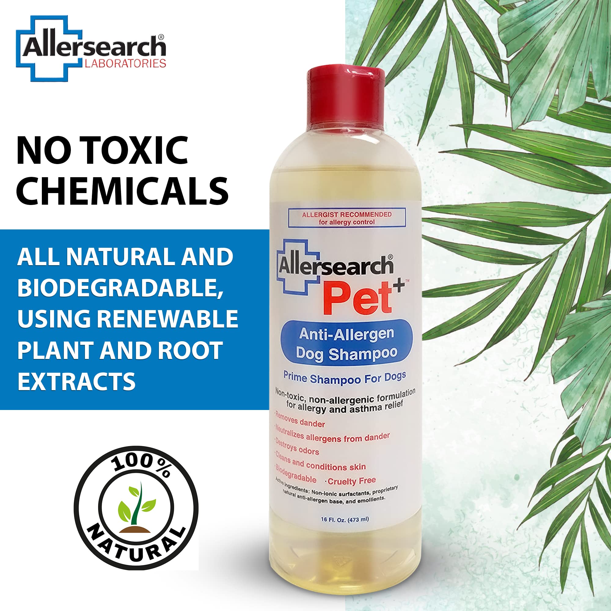 Allersearch Pet+ Anti-Allergen Dog Shampoo 16 Oz