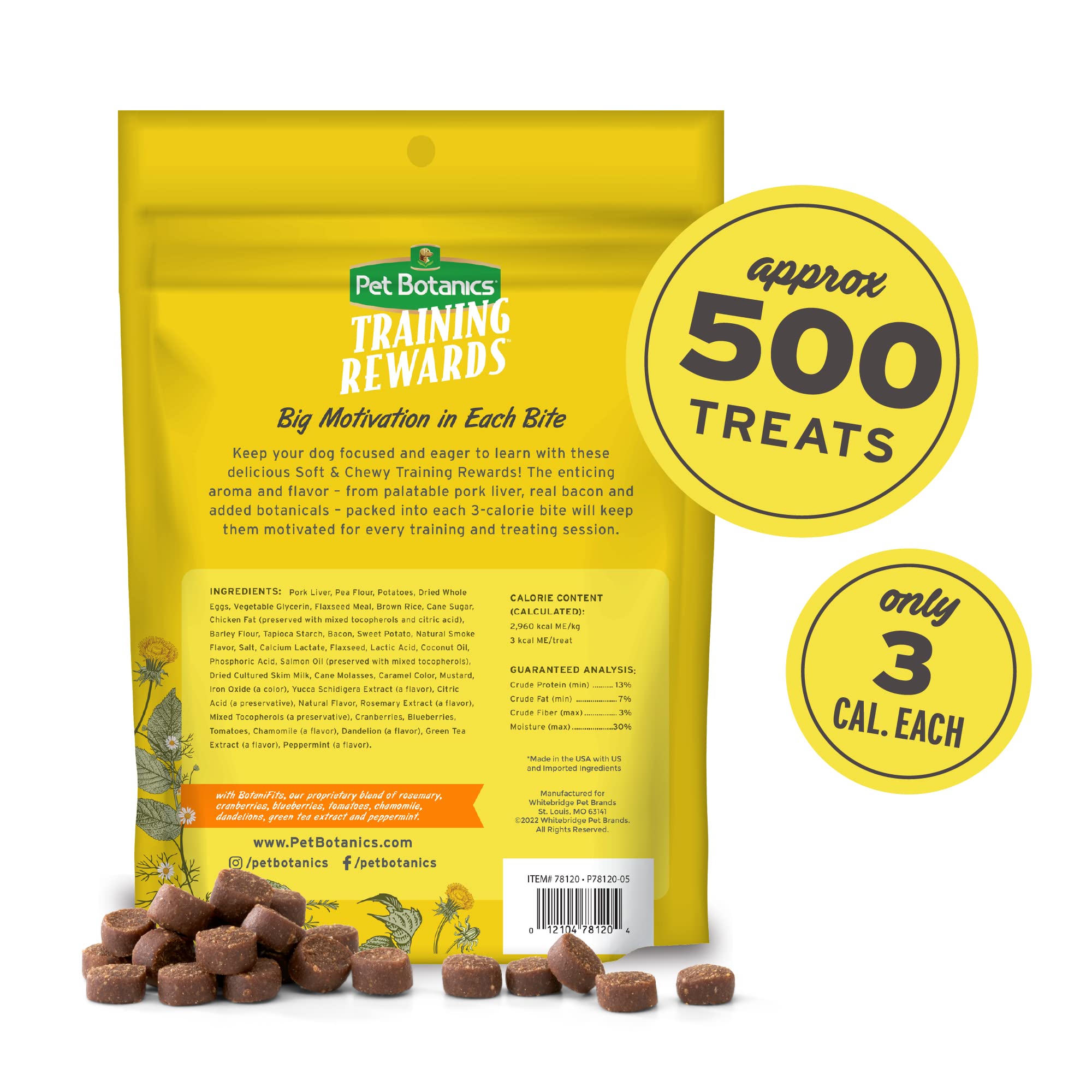 Pet Botanics Training Rewards Treats for Dogs, Made with Real Pork Liver, Focuses, Motivates, Rewards, Speeds Up Learning Curve,