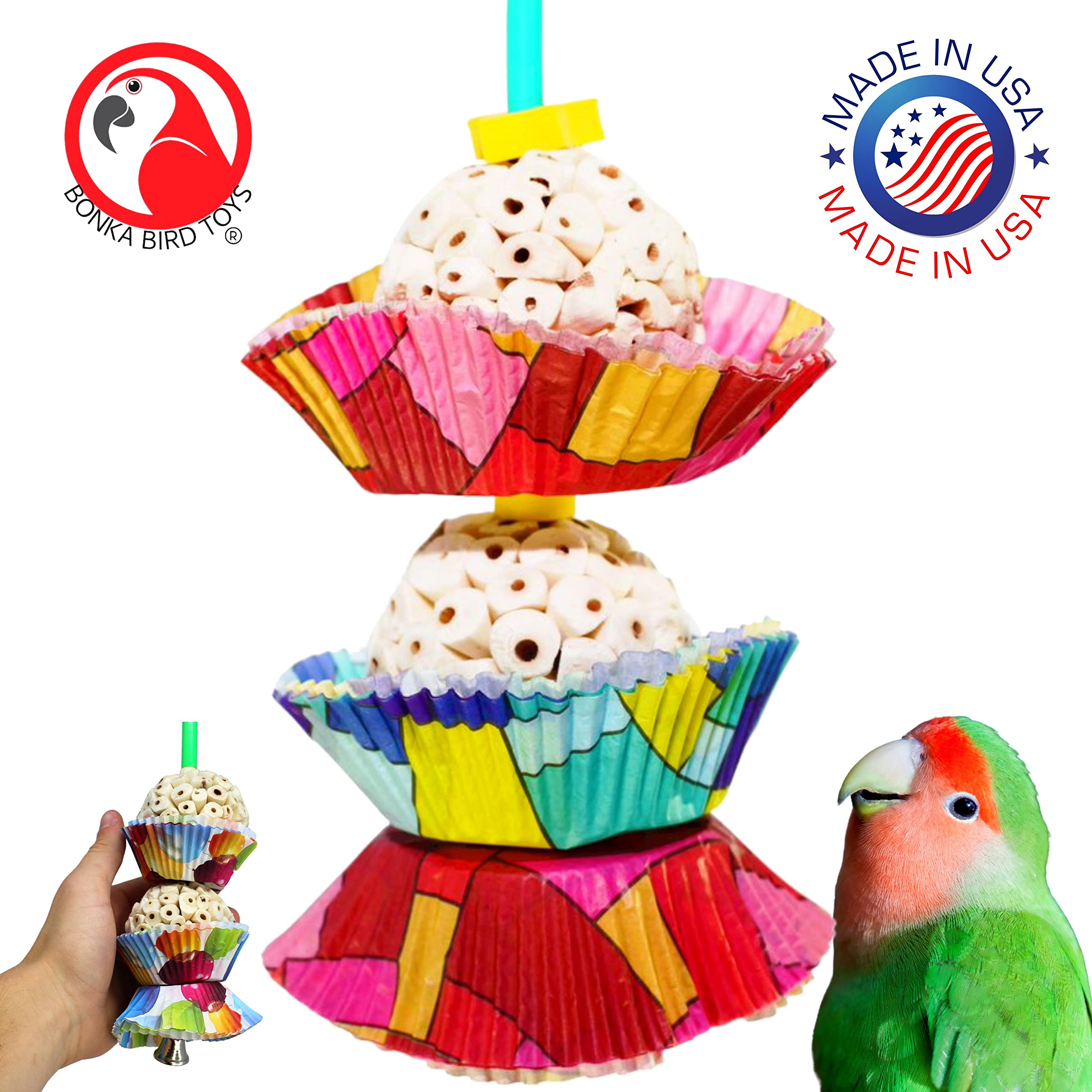 Bonka Bird Toys 1932 Two Cake Bird Toy Foraging Parrot Cage Toys Cages Shred Cockatiel African Grey