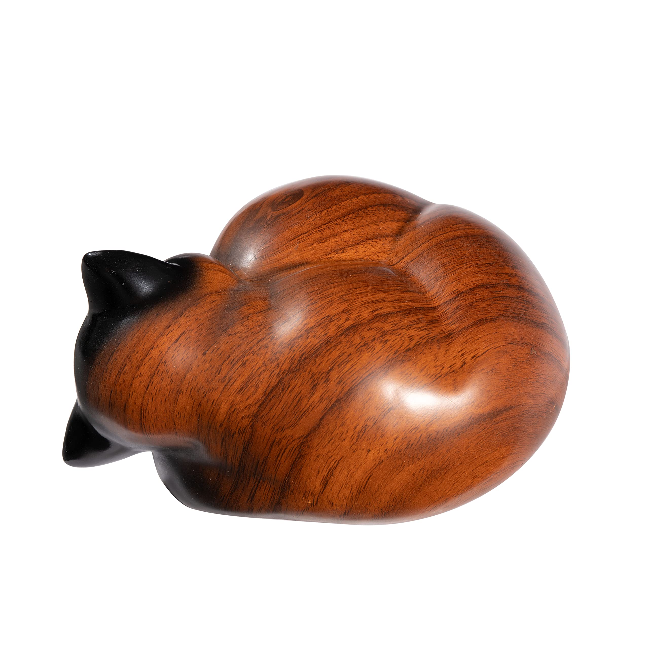 Kriss Art Cat Urn - Sleeping Resin Cremation Urn for Ashes, Cherry Color, Small Animal Size, Model s1