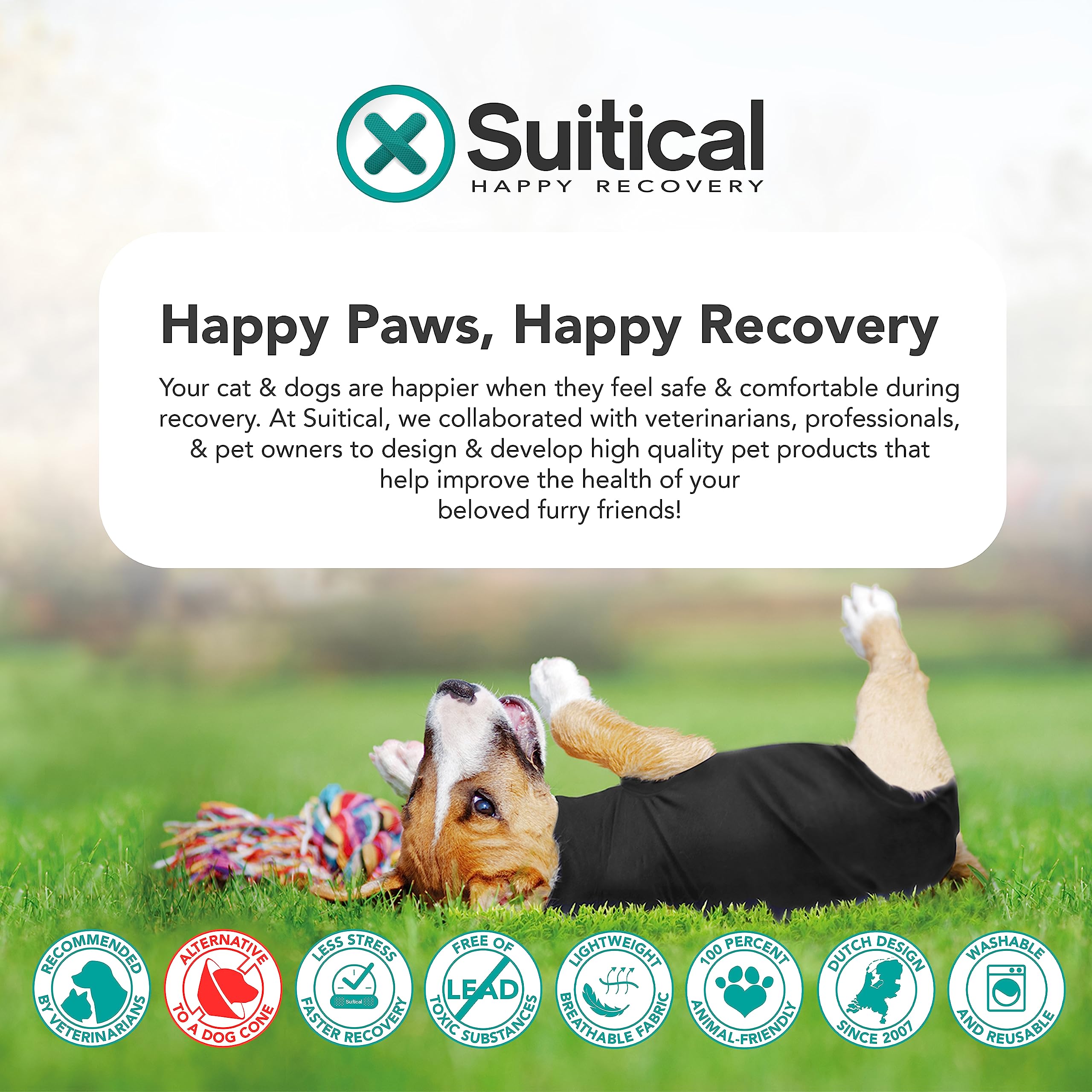 Suitical Recovery Suit for Dogs - Dog Surgery Recovery Suit with Clip-Up System - Breathable Fabric for Spay, Neuter, Skin Condi