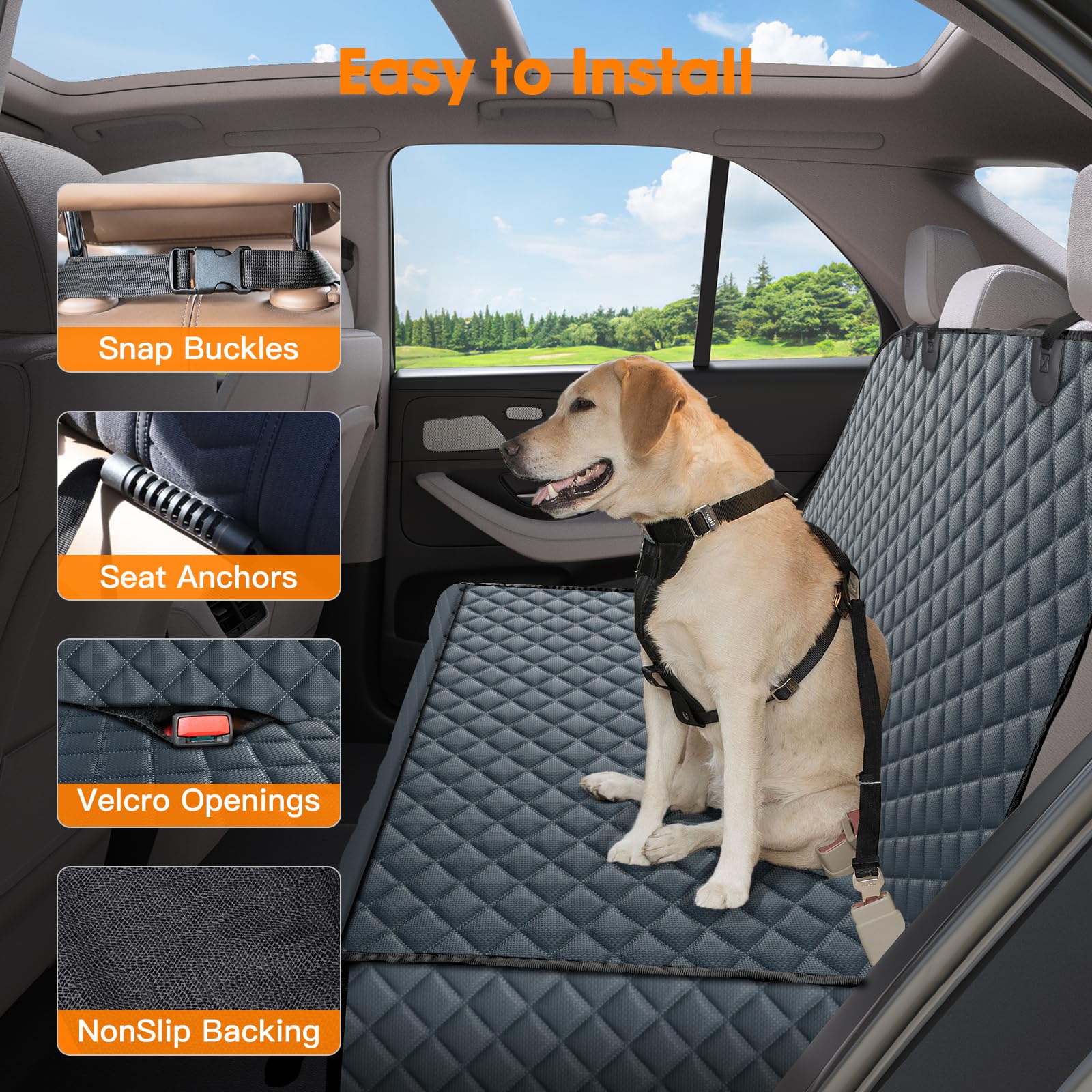 Mixjoy Dog Car Cover For Back Seat Cover Protector Waterproof Dog Seat Covers For Cars, Car Seat Protector For Dogs With 1 Dog S