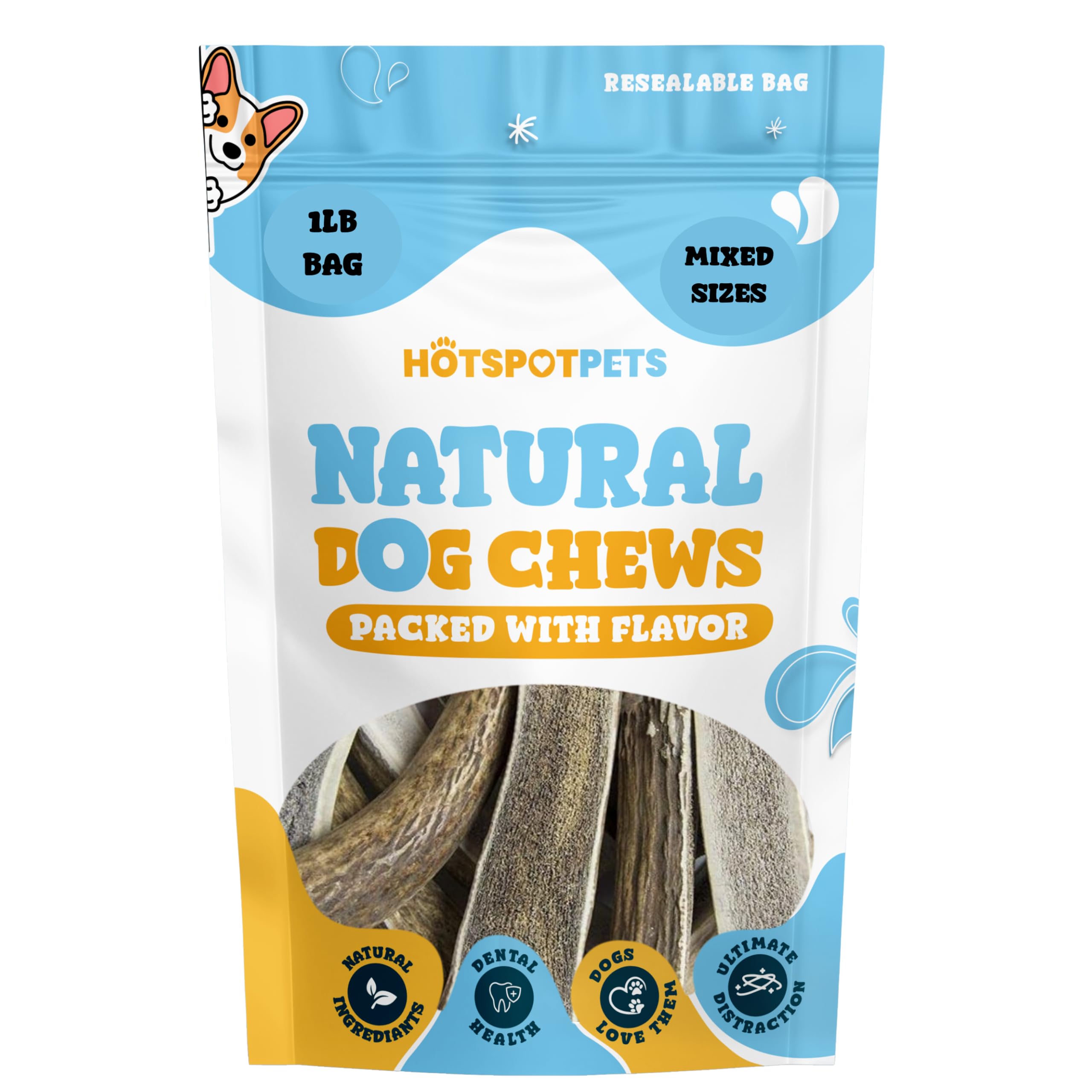Split Elk Antlers for Dogs - 4-10 Inch Long Dog Chews (1LB Bag) Naturally Shed Antler Bone for Large Breed Aggressive Chewers -