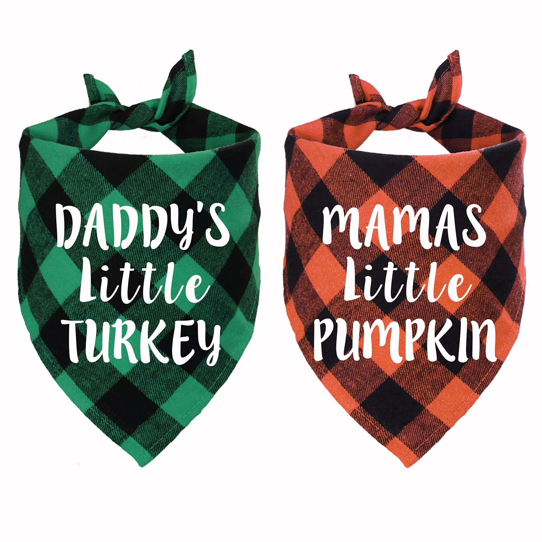 Stmk Holiday Plaid Dog Bandanas, Halloween Thanksgiving Day Daddy’S Little Turkey Mamas Little Pumpkin Dog Bandana Scarf For Halloween Thanksgiving Day Dog Puppy Costume Decorations