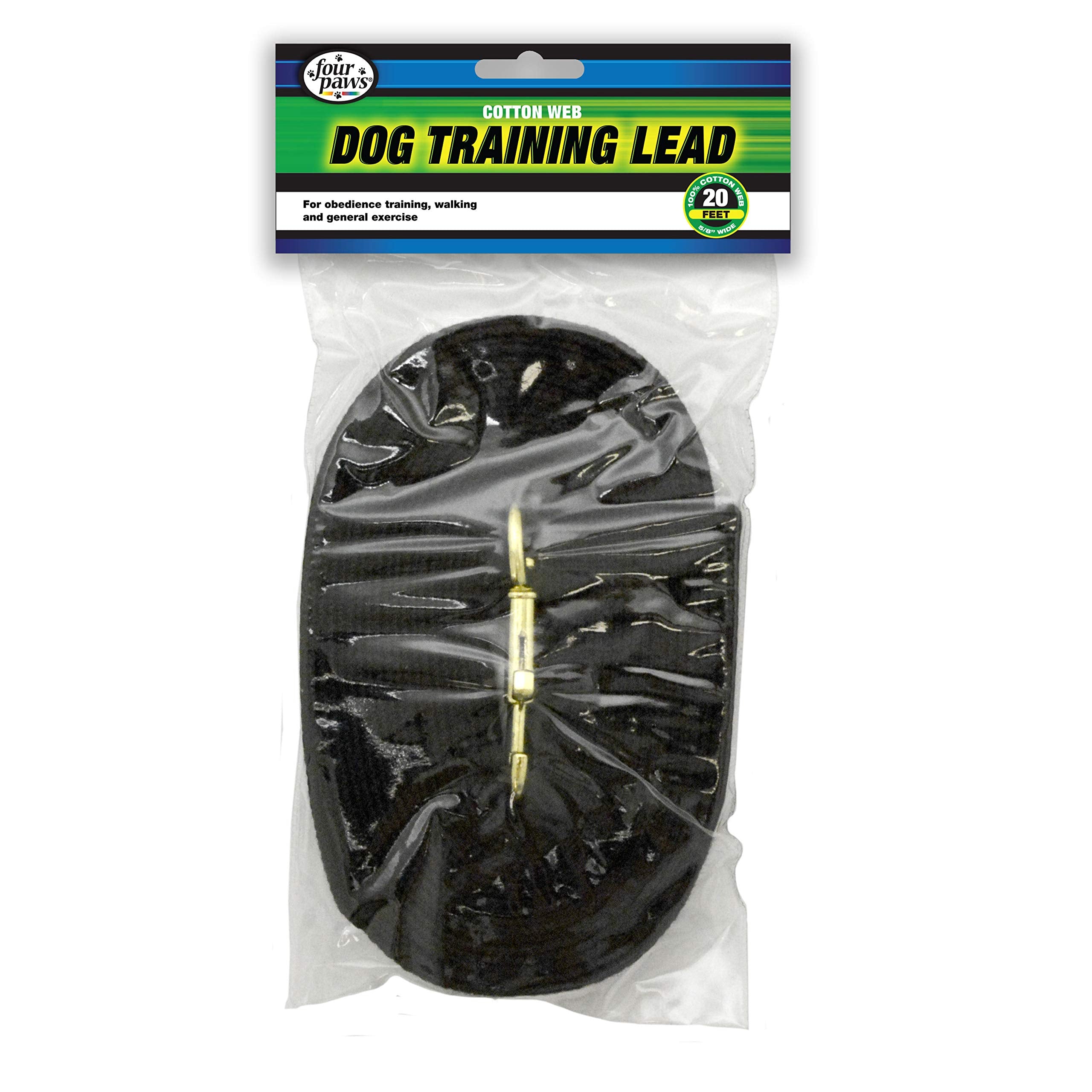 Four Paws Cotton Web Dog Training Lead, Black, 20-Foot