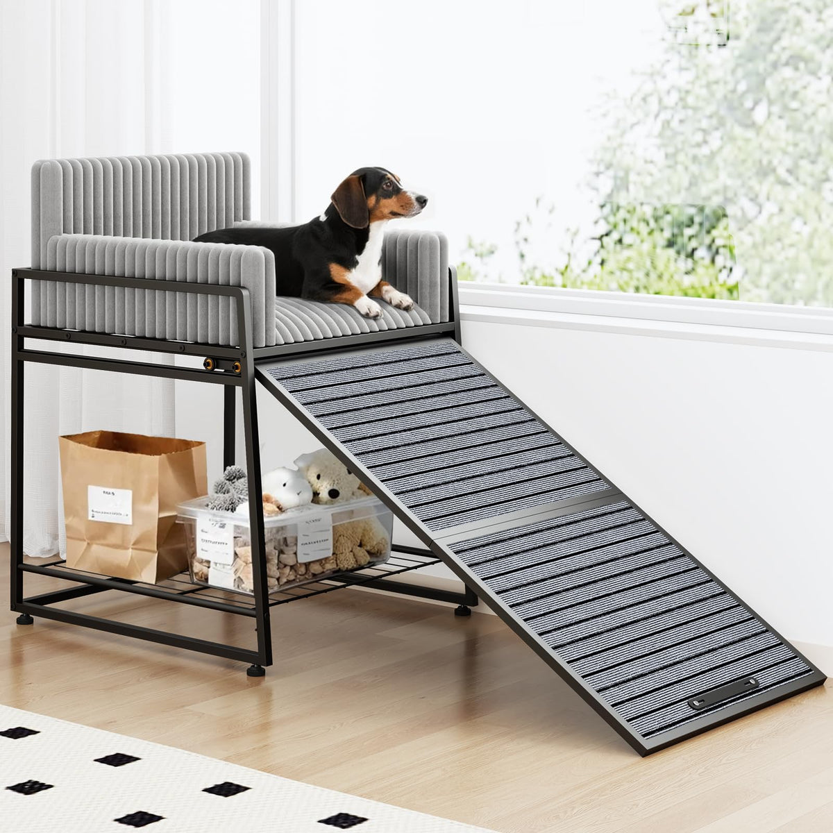 Pet Stairs Ramp With Seat,Dog Window Perch With Stairs And Storage,Dog ...