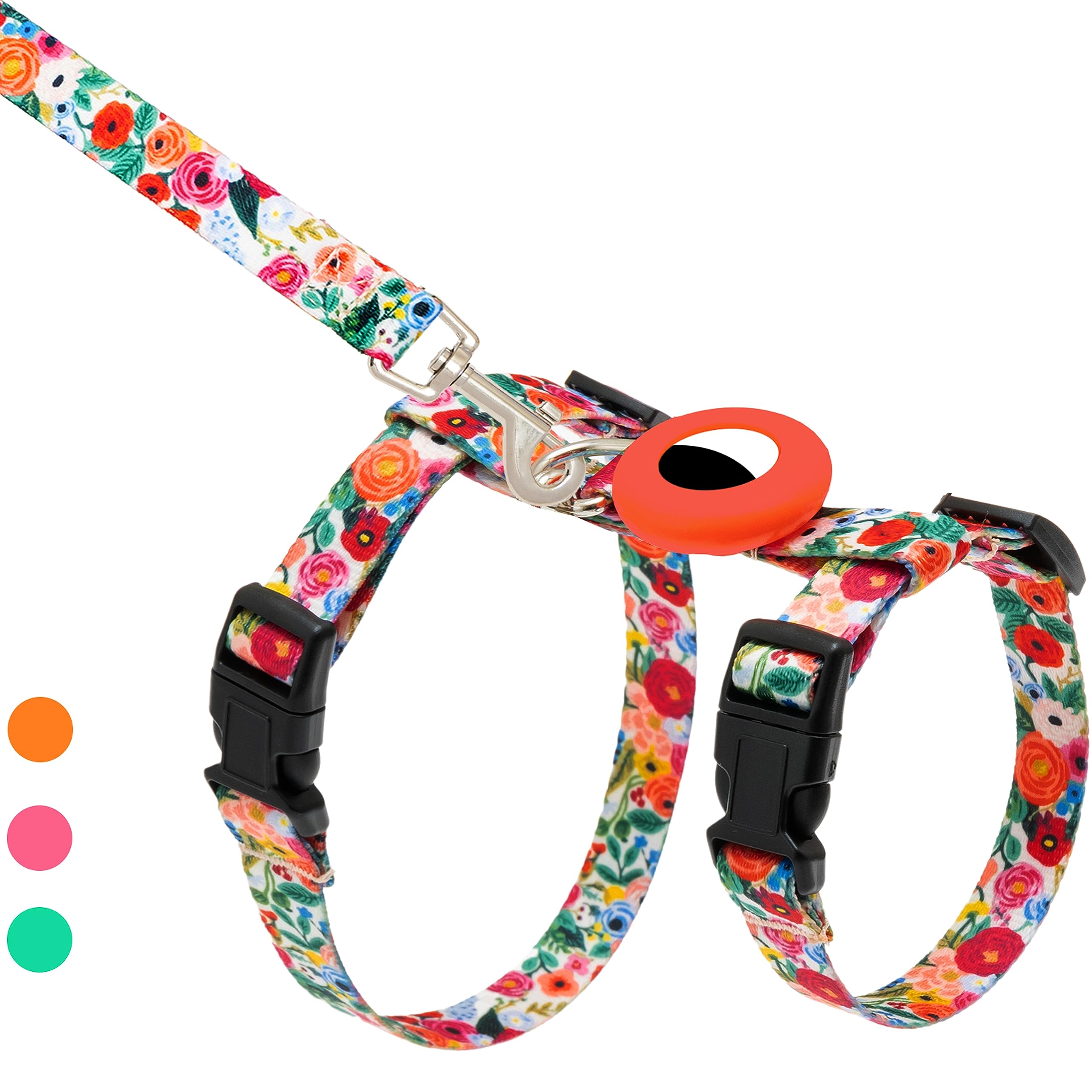 Cat Harness And Leash Escape Proof For Walking Travel Outdoor - Cute Floral Nylon Adjustable Cute Cat Harness Leash Set With Air
