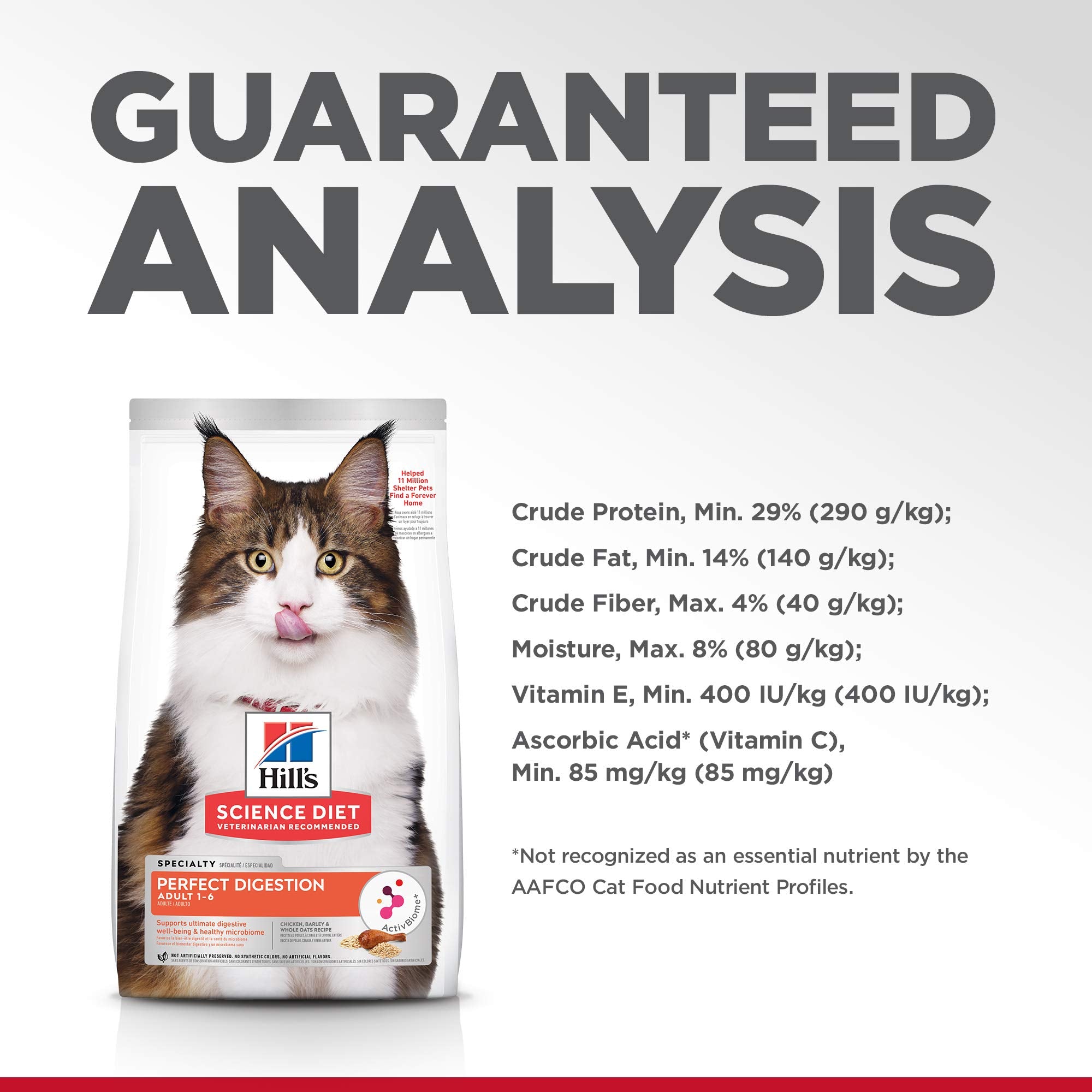 Hills Science Diet Perfect Digestion, Adult 1-6, Digestive Support, Dry Cat Food, Chicken, Brown Rice, & Whole Oats, 3.5 lb Bag