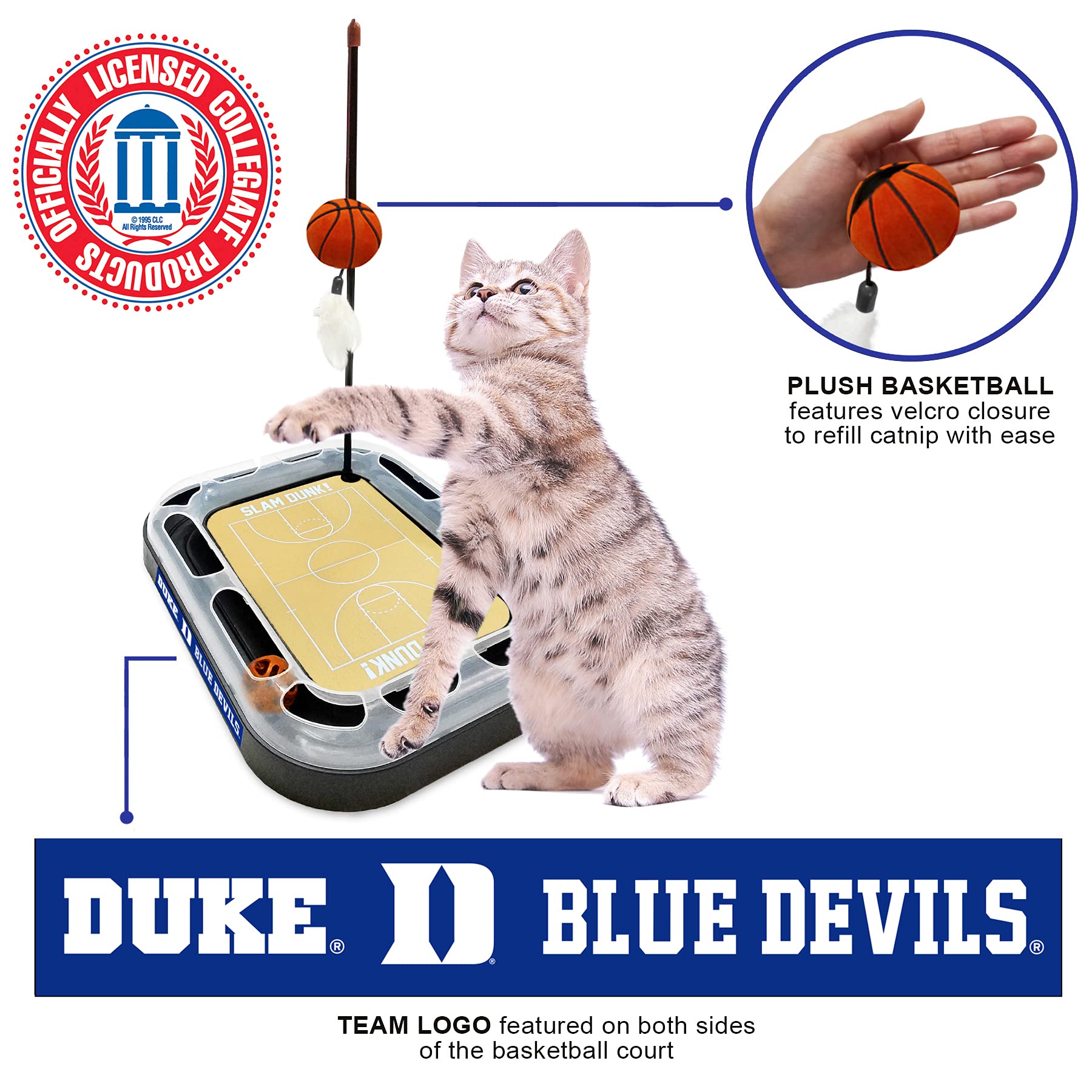Cats Scratcher Ncaa Duke University Basketball Court Cat Scratcher Toy With Catnip Filled Plush Basketball Toy & Feather Cat Toy