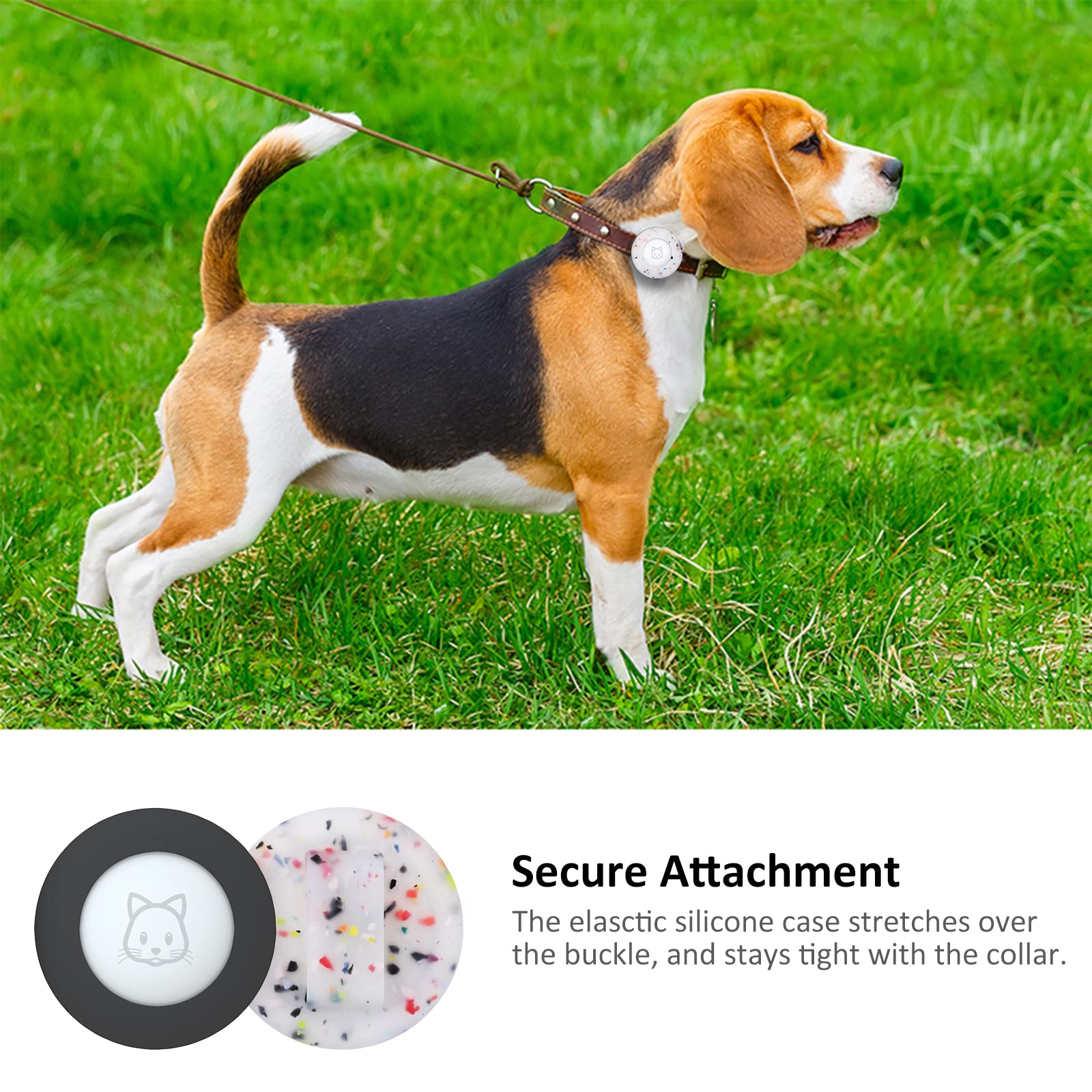 2022 Airtag Cat Collar Holder, Small Air Tag Cat Collar Holder Compatible With Apple Airtag Gps Tracker, 2Pack Waterproof Case Cover For Cat Dog Pet Collar Within 3/8 Inch (Black&Transflower)