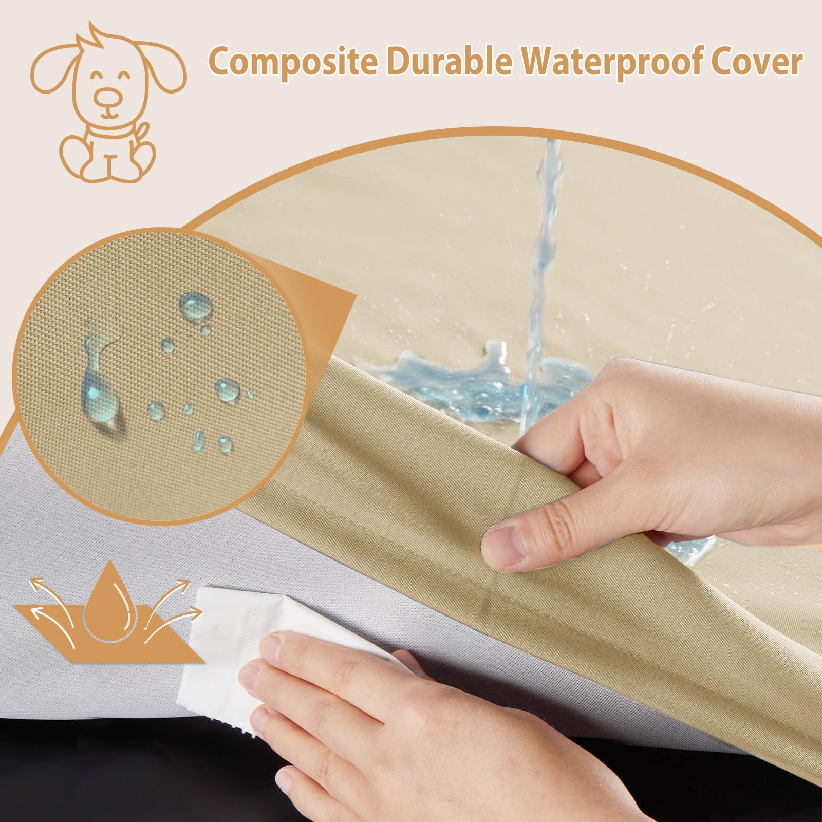 Bfpethome Outdoor Dog Bed For Large Dogs, Waterproof, Orthopedic With Removable Washable Cover, Egg Crate Foam Mat (36 X 27In, B