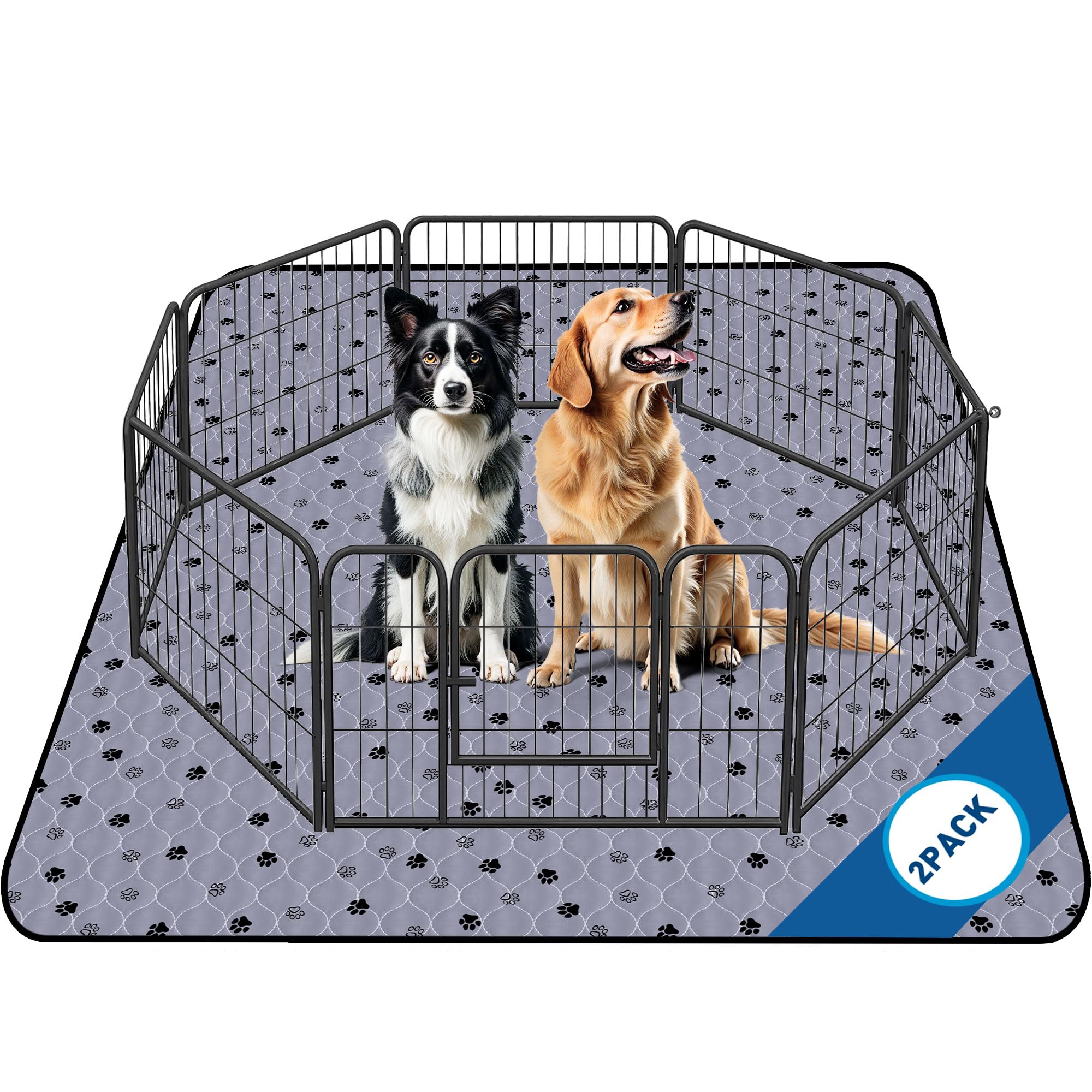 Fostanfly Non-Slip Washable Pee Pads For Dogs, 2 Pack Large 63''X63'' Ultra-Absorbent And Leak-Proof Reusable Potty Training Pad