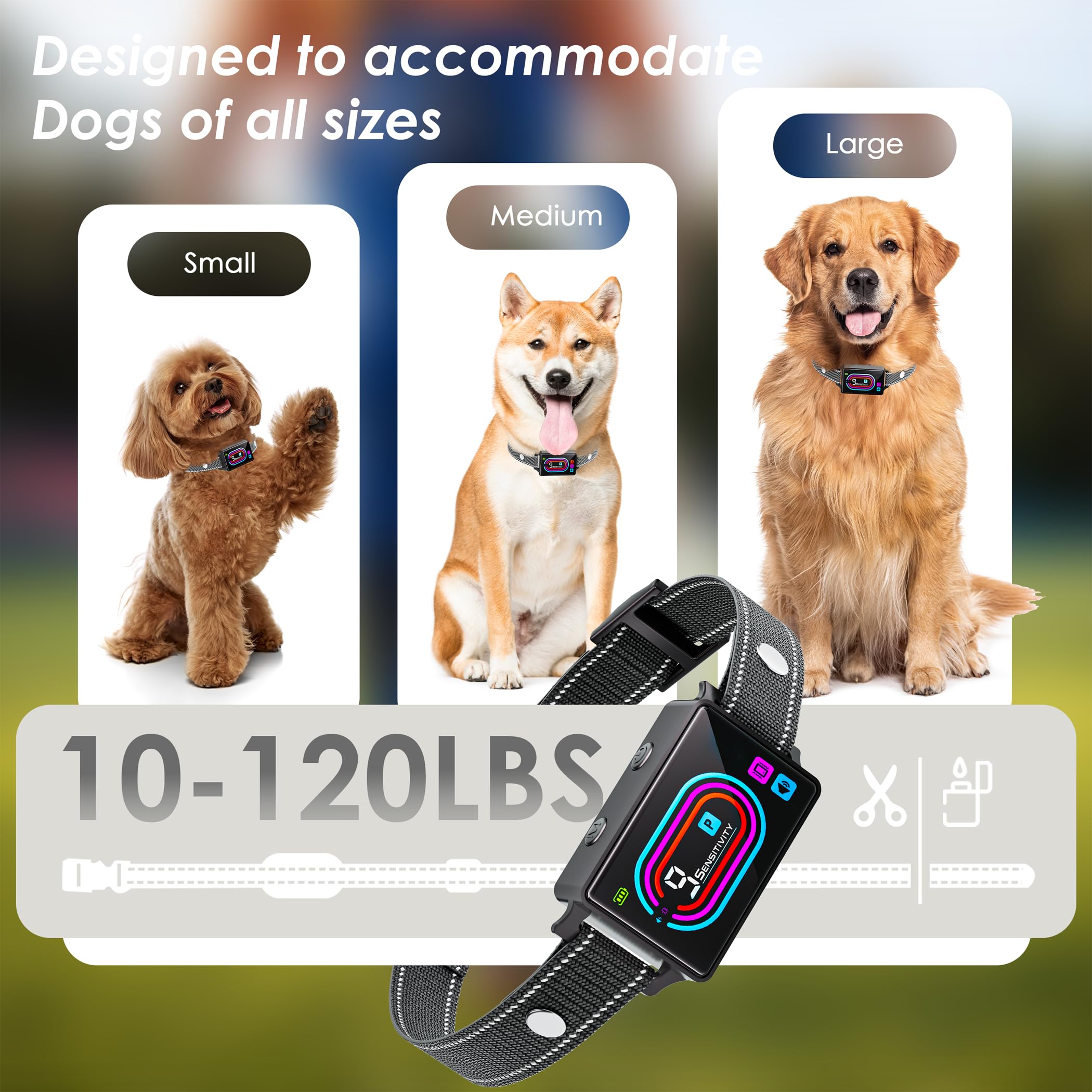 Zaguren Dog Bark Collar, 2025 Smart Bark Collar For Dogs Large Medium Small 5-130 Lbs, Bark Collar 9 Adjustable Sensitivity 5 Tr