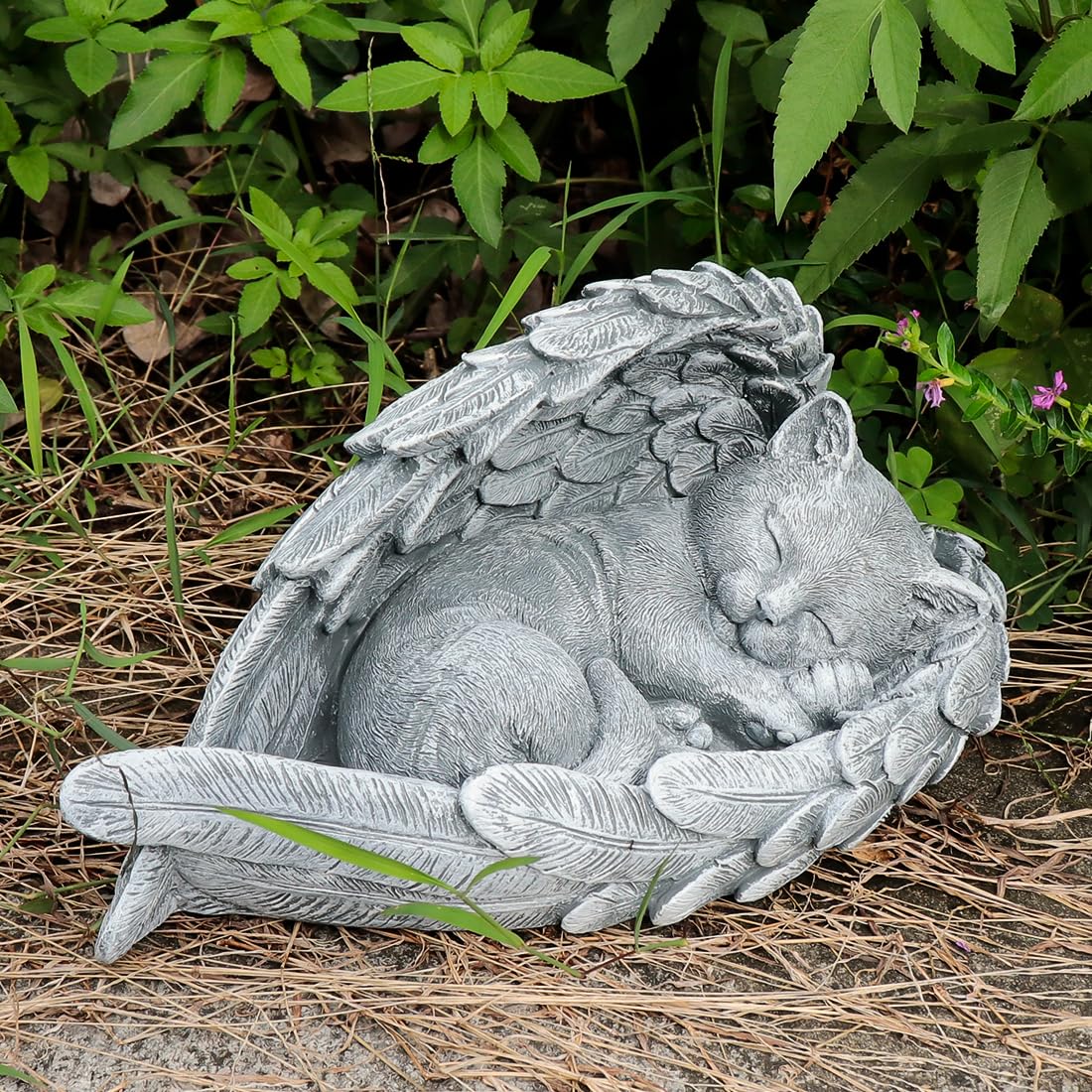 Pet Memorial Stone, Cat Memorial Stone, Cat Stepping Stone, Pet Angel Wing Sleeping Cat Memorial Stone, Cat Memorial Garden Stat