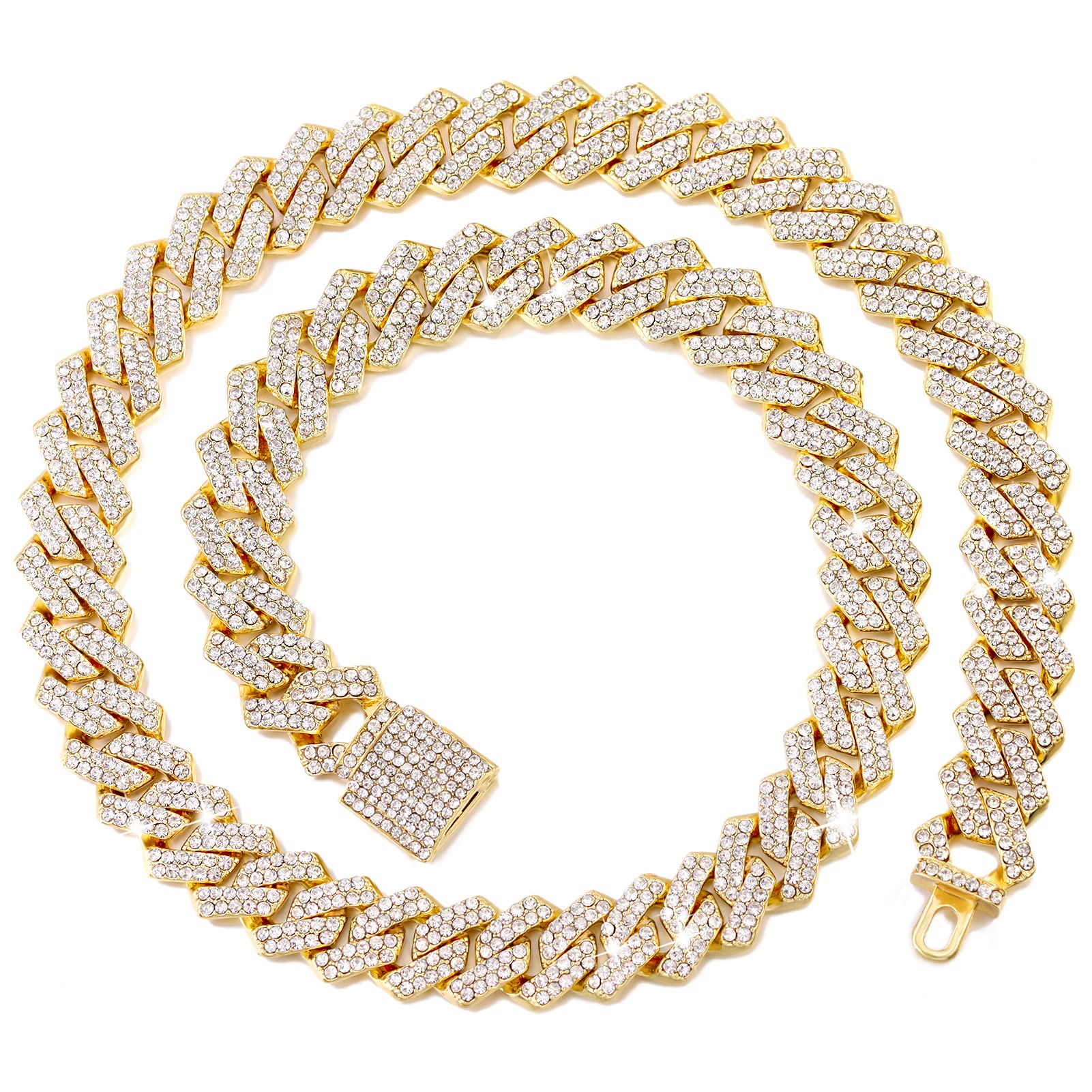 Flatfoosie Cuban Link Dog Collar With Secure Buckle - 14Mm Gold Chain, 20 Inch - Fits Small To Large Dogs & Cats