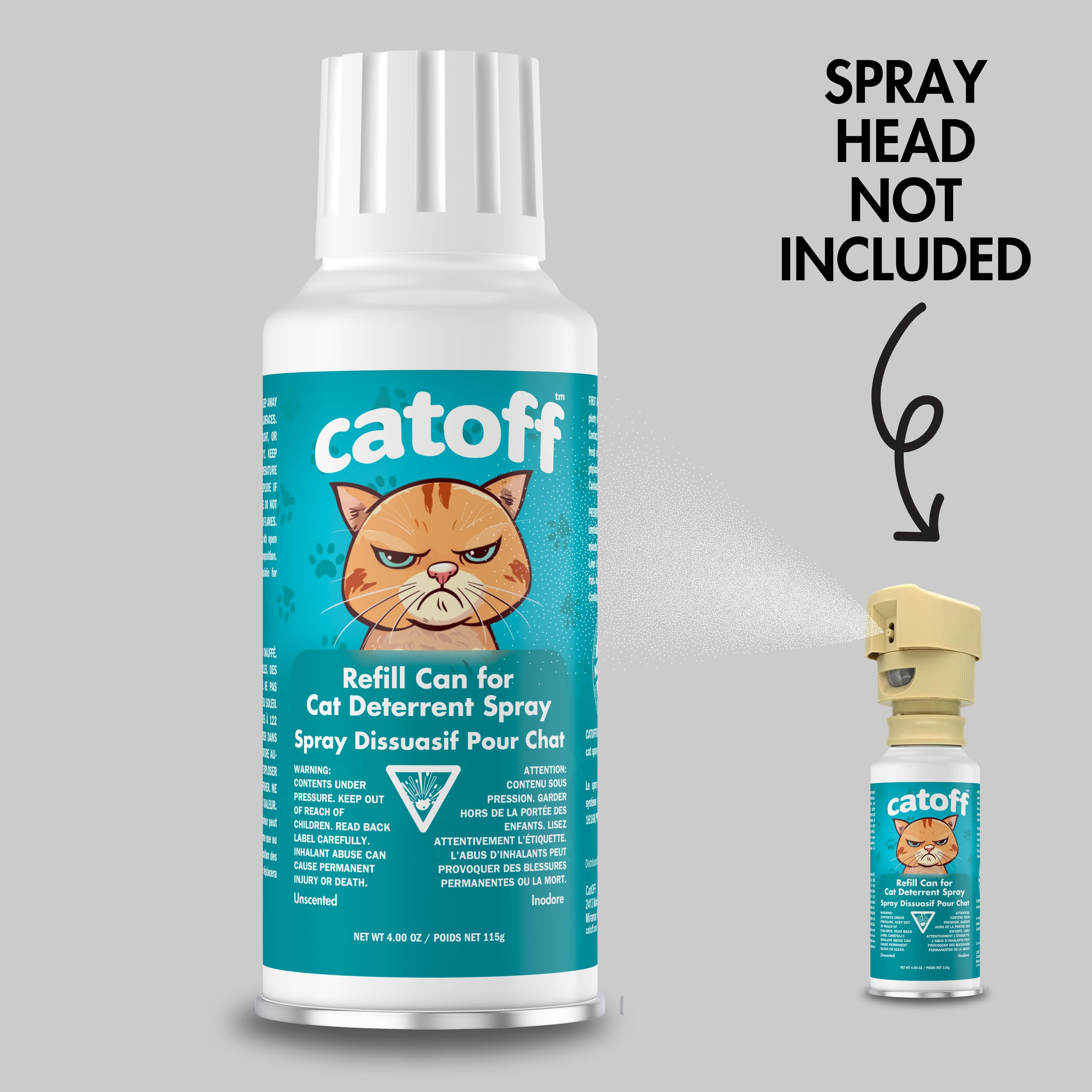 CatOFF Refill Compatible with SSSCAT Indoor Cat Deterrent Spray System, Made in USA, 3.89 oz / 115 ml