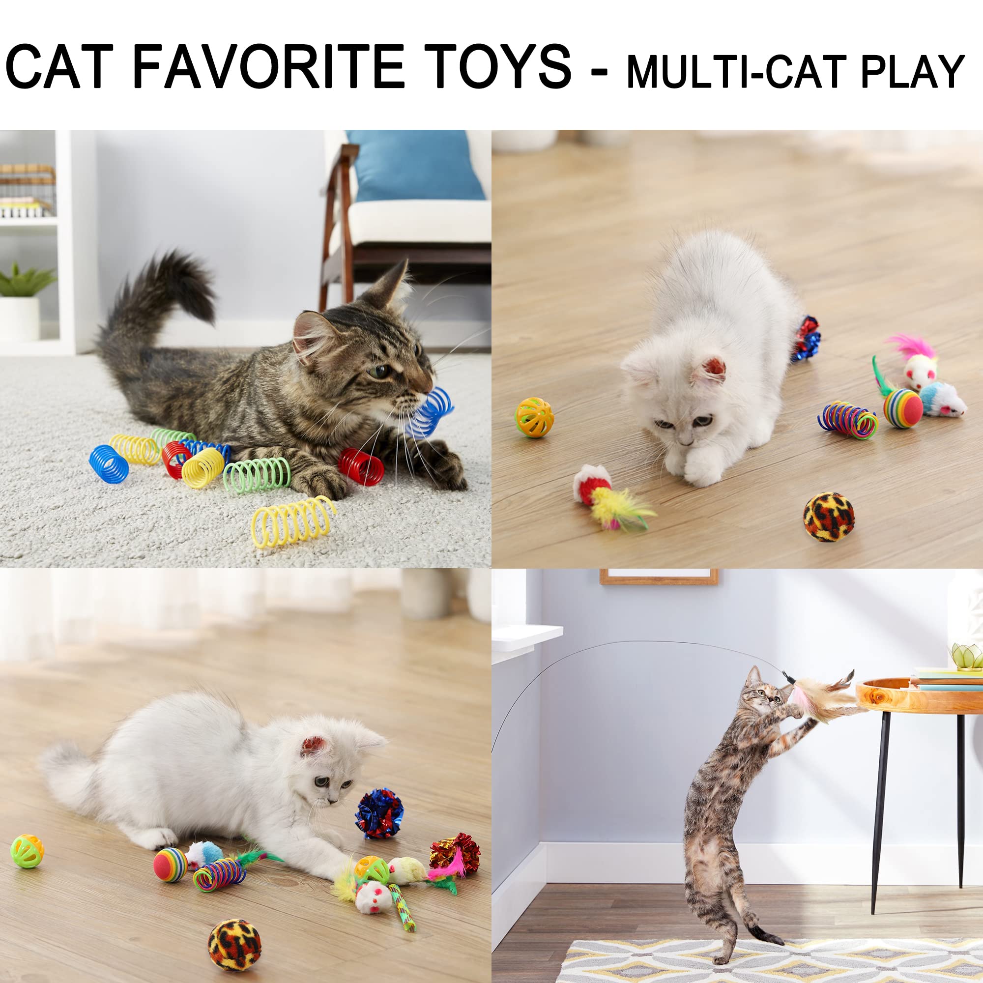 Suhaco Cat Toys Interactive For Indoor Cats Kitten Toy Fun Roller 4 Level Cat Teaser Ball Toys With 4 Colorful Balls Kitten Puzz