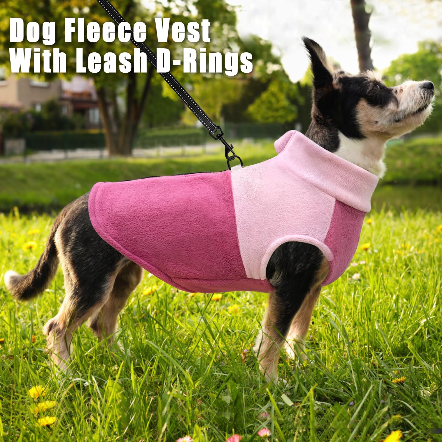 Idepet Dog Fleece Vest Sweater Zip Up Warm Pullover Dogs Jacket with D-Ring Leash Winter Cold Weater Coat Pet Sweatershirt Cloth
