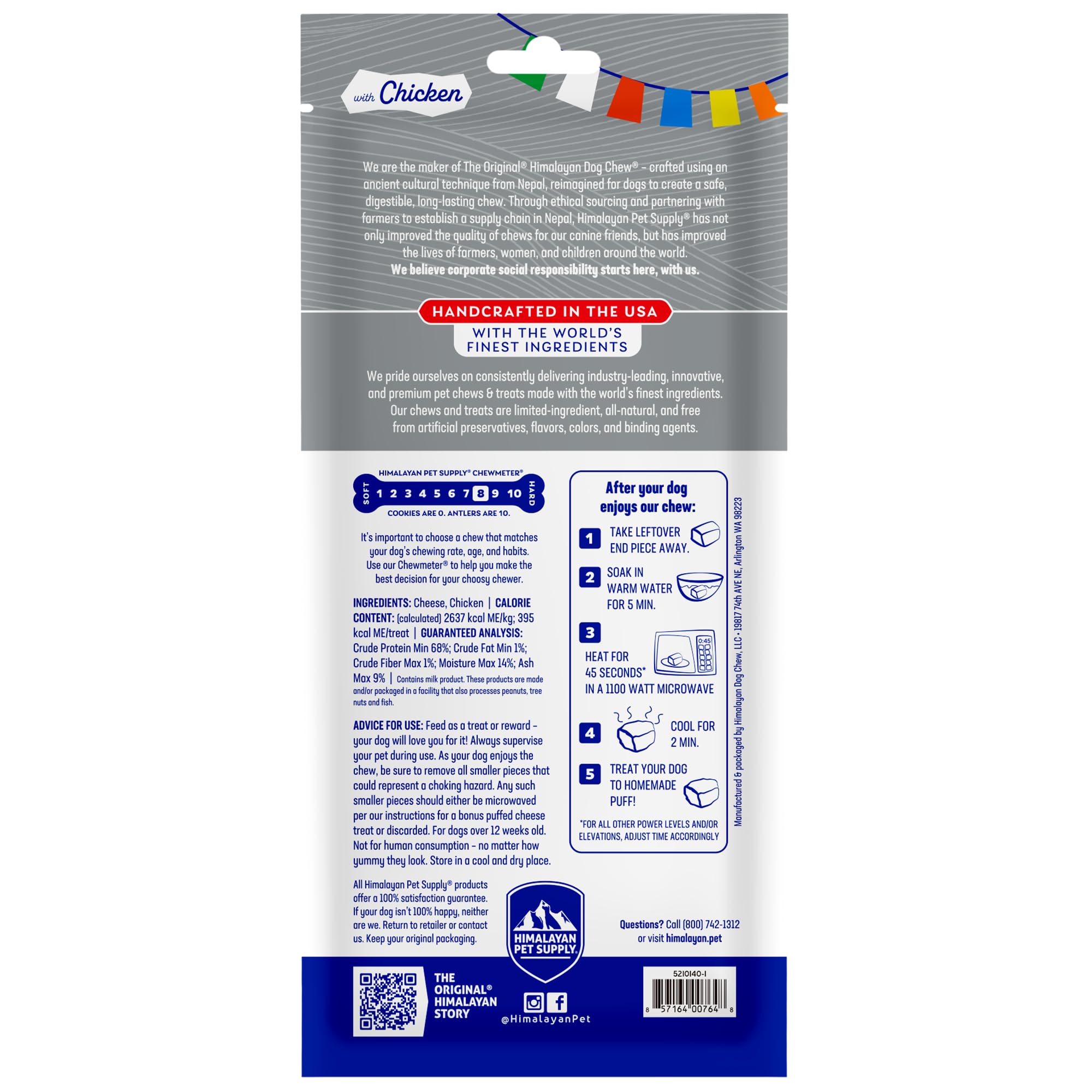 Himalayan Dog Chew Original Yak Cheese Chew, Chicken, 1 X-Large Stick, 5.3 oz, Gluten Free, Healthy Treats, Grain & Lactose Free