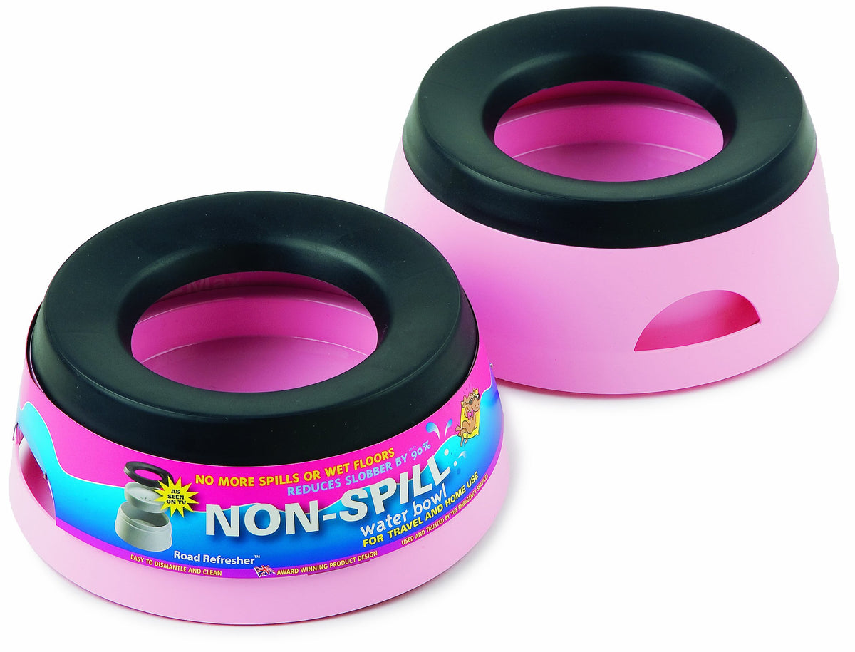 Road Refresher Prestige Non Spill Pet Water Bowl, S, Pink