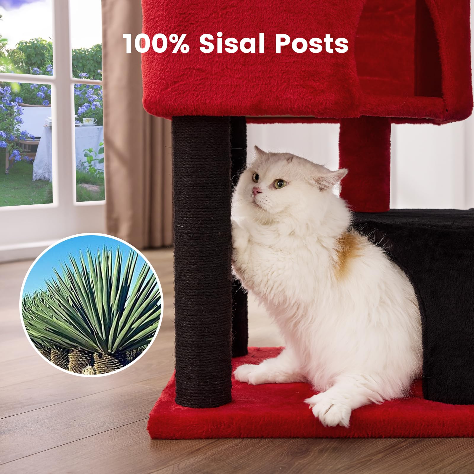 Gardner Pet 41 Tall Gothic Cat Tree for Medium-Large Cats, Heavy Duty Cat Tower with 2.8in Posts & Washable Top Perches, Space-S