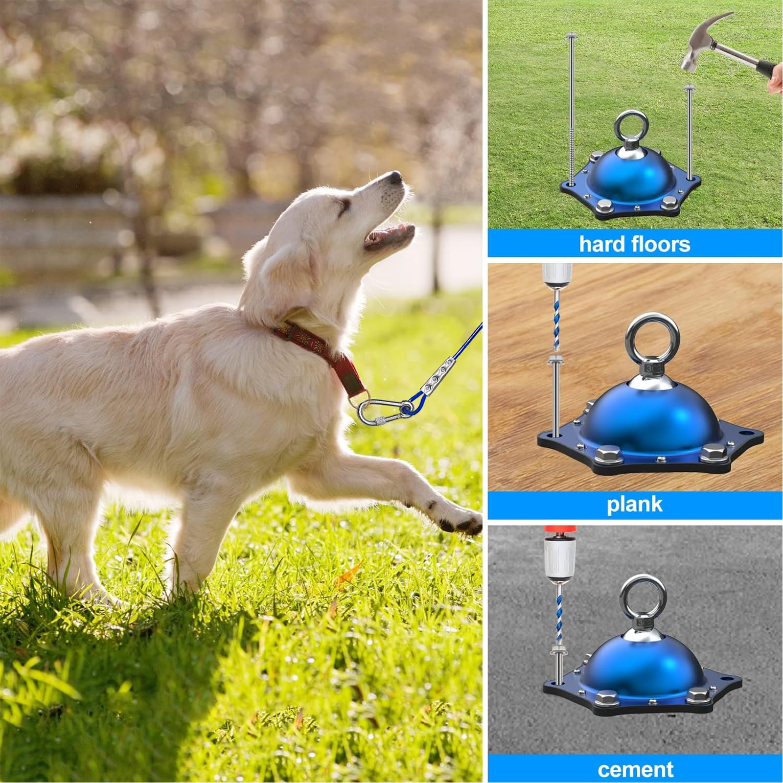 Topknot Dog Tie Out Cable And Stake,(Up To 200Lbs) 360Swivel Dog Run- No Tangle,With 30Ft Heavy Duty Tie Out Cable For Dogs,Runn