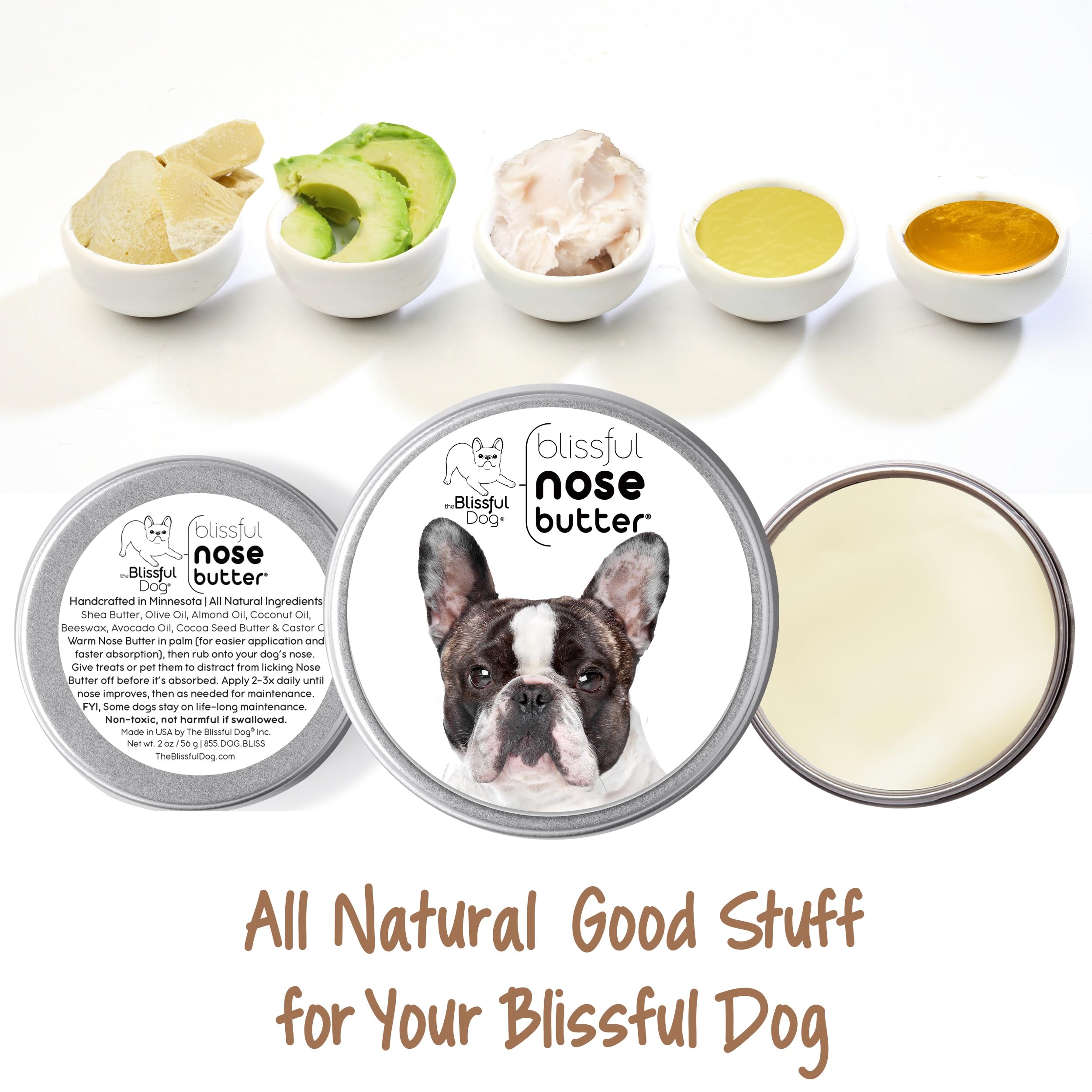 The Blissful Dog French Bulldog Pied Unscented Nose Butter - Dog Nose Butter, 2 Ounce