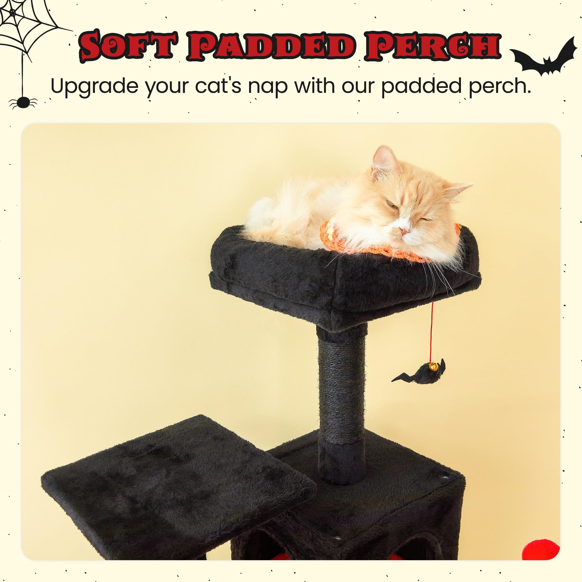 Mwpo Gothic Cat Tree For Indoor Cats, 63.8 Inches Multi-Level Cat Tower With Sisal-Covered Scratching Posts, Padded Platform, Ha