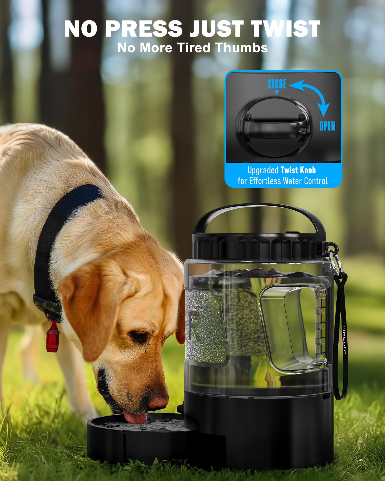 lesotc 95OZ Large Dog Water Bottle,Portable Travel Water Bowl for Dogs Camping Hiking Traveling Beach Park Accessories,Dog Water