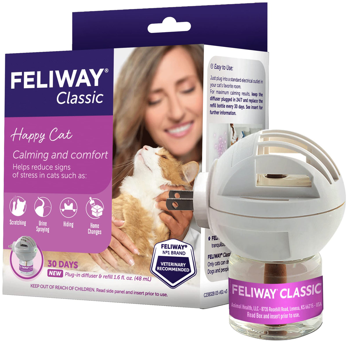 Feliway Classic Cat Calming Pheromone Diffuser, 30 Day Starter Kit (48 Ml)