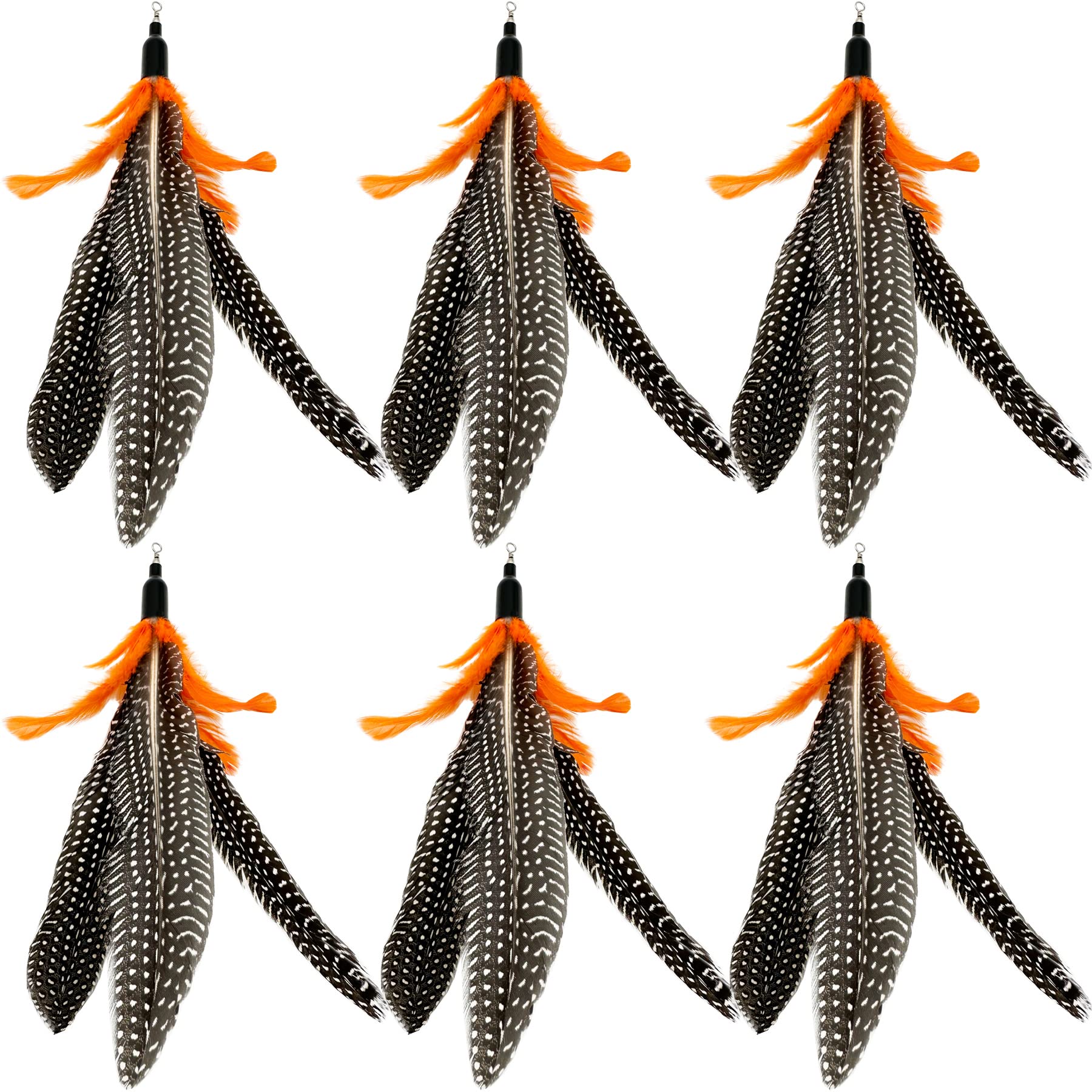Cateneed Cat Feather Toys Refill, 6 Pieces Cat Wand Attachments Da Bird Feathers Toy For Indoor Cats