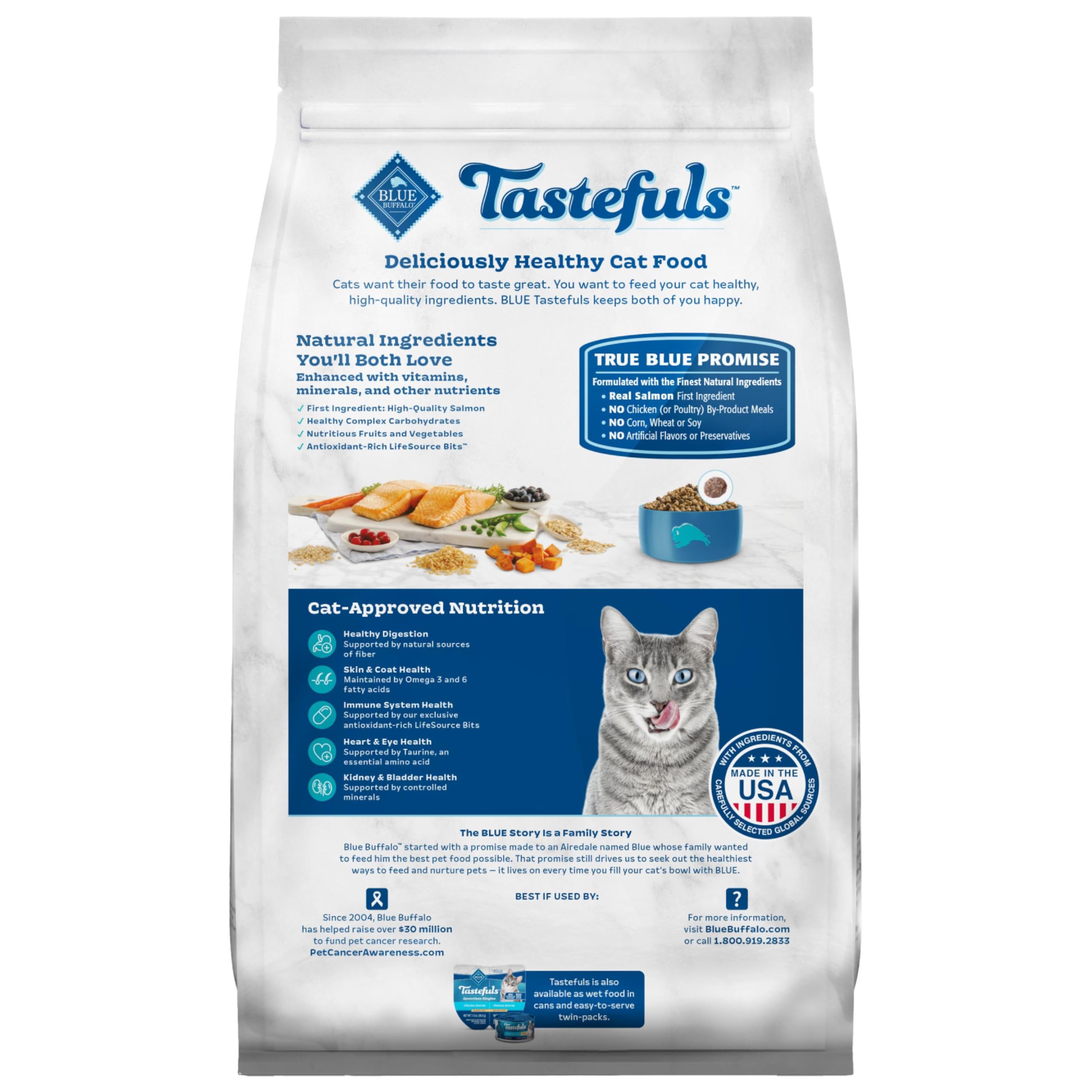 Blue Buffalo Tastefuls Indoor Natural Adult Dry Cat Food, Salmon & Brown Rice 10lb Bag
