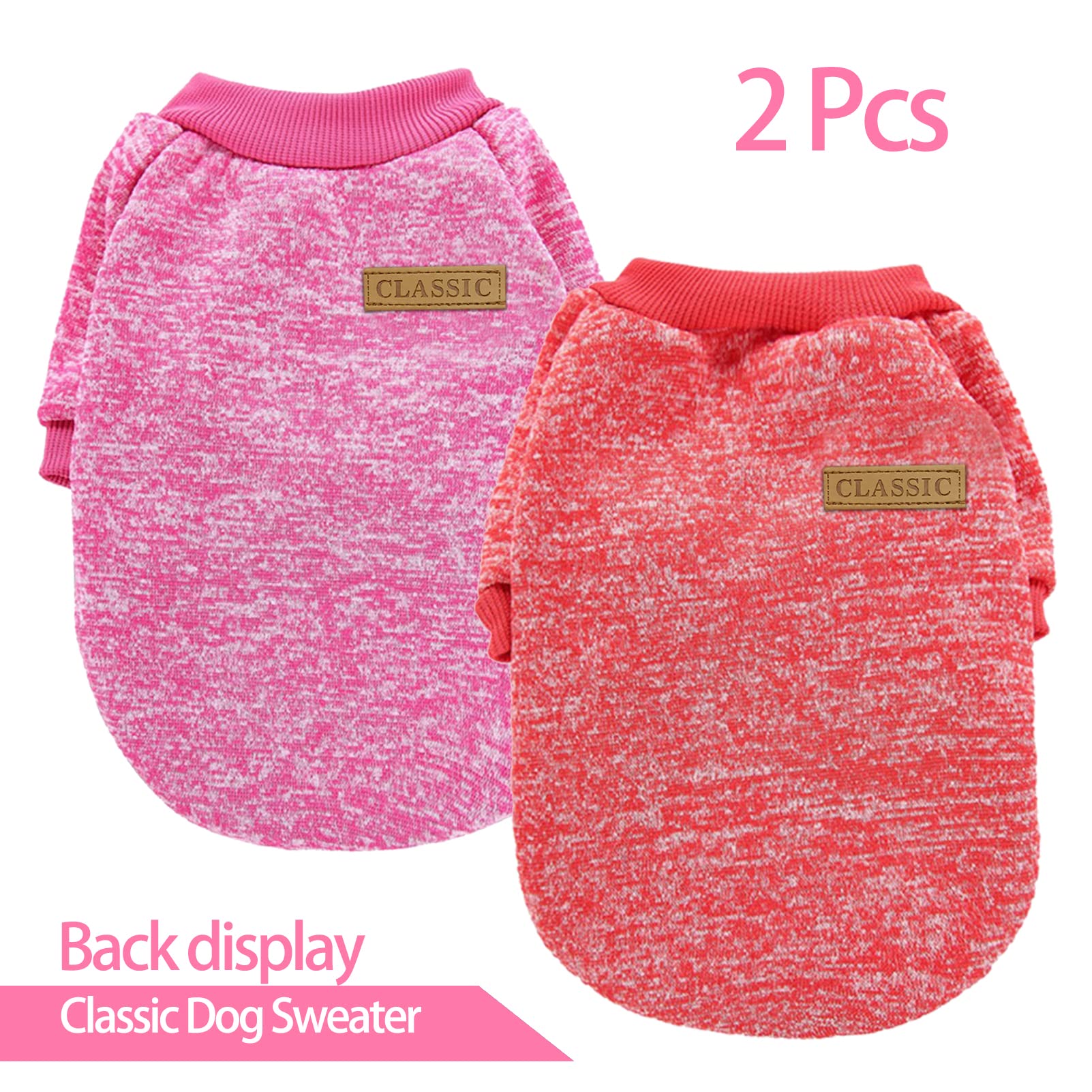 Chborless Pet Dog & Cat Sweater - Warm Pajamas, Soft Puppy Clothes, Small Dogs Sweater, Winter Doggie Sweatshirt (Xs, Red+Rose R