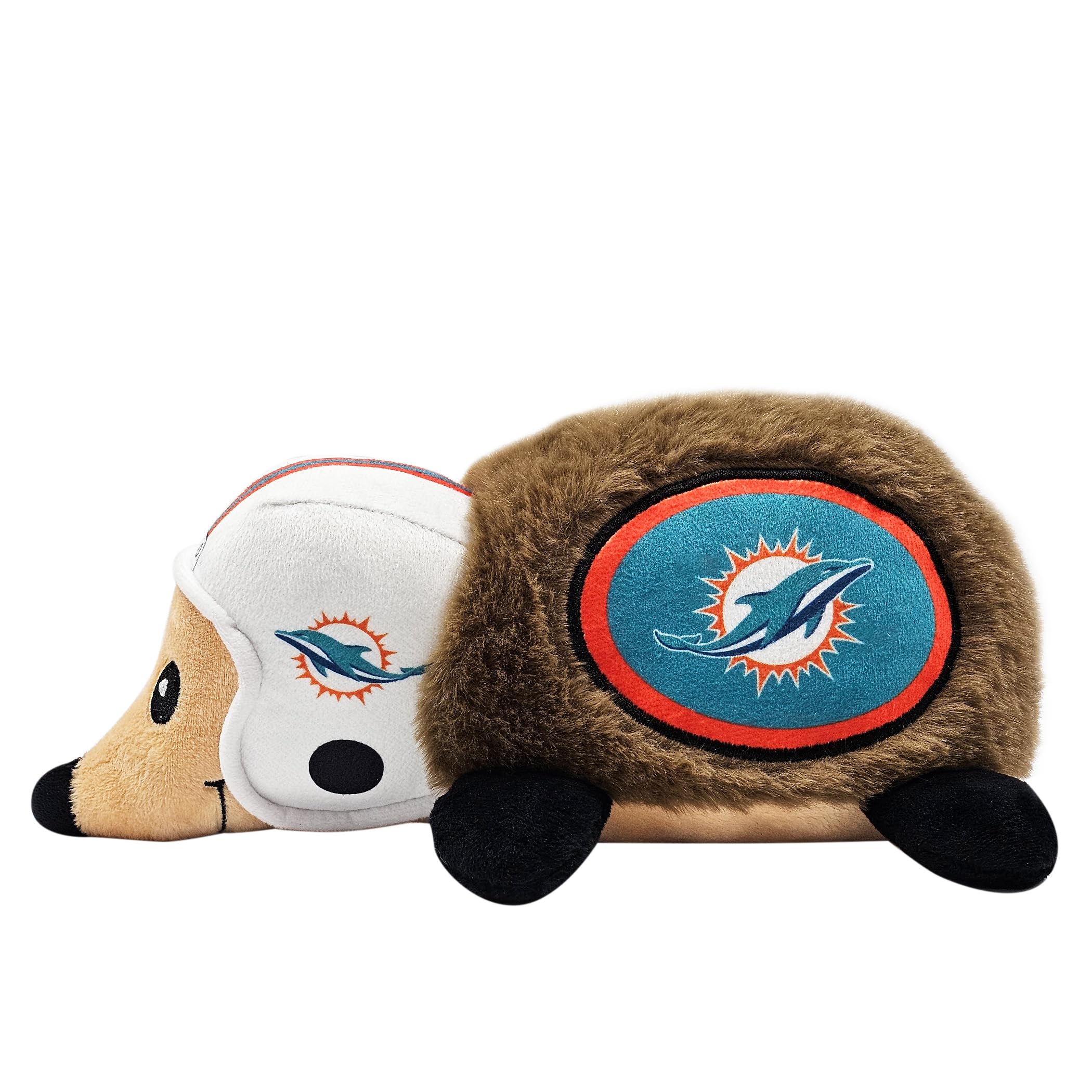 Nfl Miami Dolphins Plush Hedgehog Toy For Dogs & Cats, Cool Soft Pet Toy For Fun And Interactive Play, Dog Chew Toy With Squeake