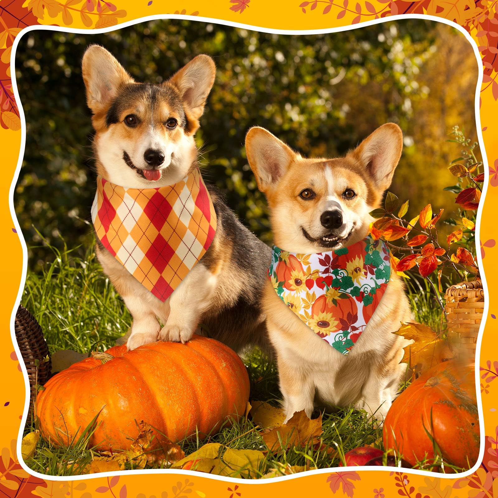 Sanwuta 120 Pcs Fall Thanksgiving Dog Bandanas Bulk, Dog Scarves for Small Medium Large Dogs Cats, Adjustable Triangle Pet Banda