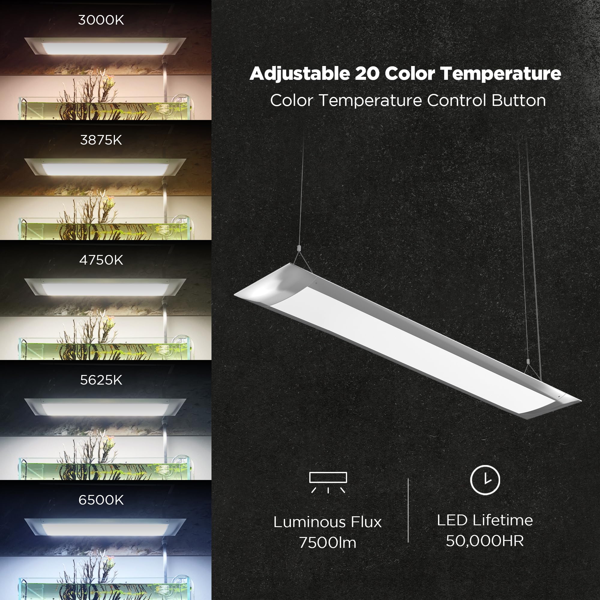 ONF Flat One+ 36 Inch 24/7 Cycle Aquarium Light, Yellow White Full Spectrum Colorfull LED Light, Fish Tank Light Brightness Dimm