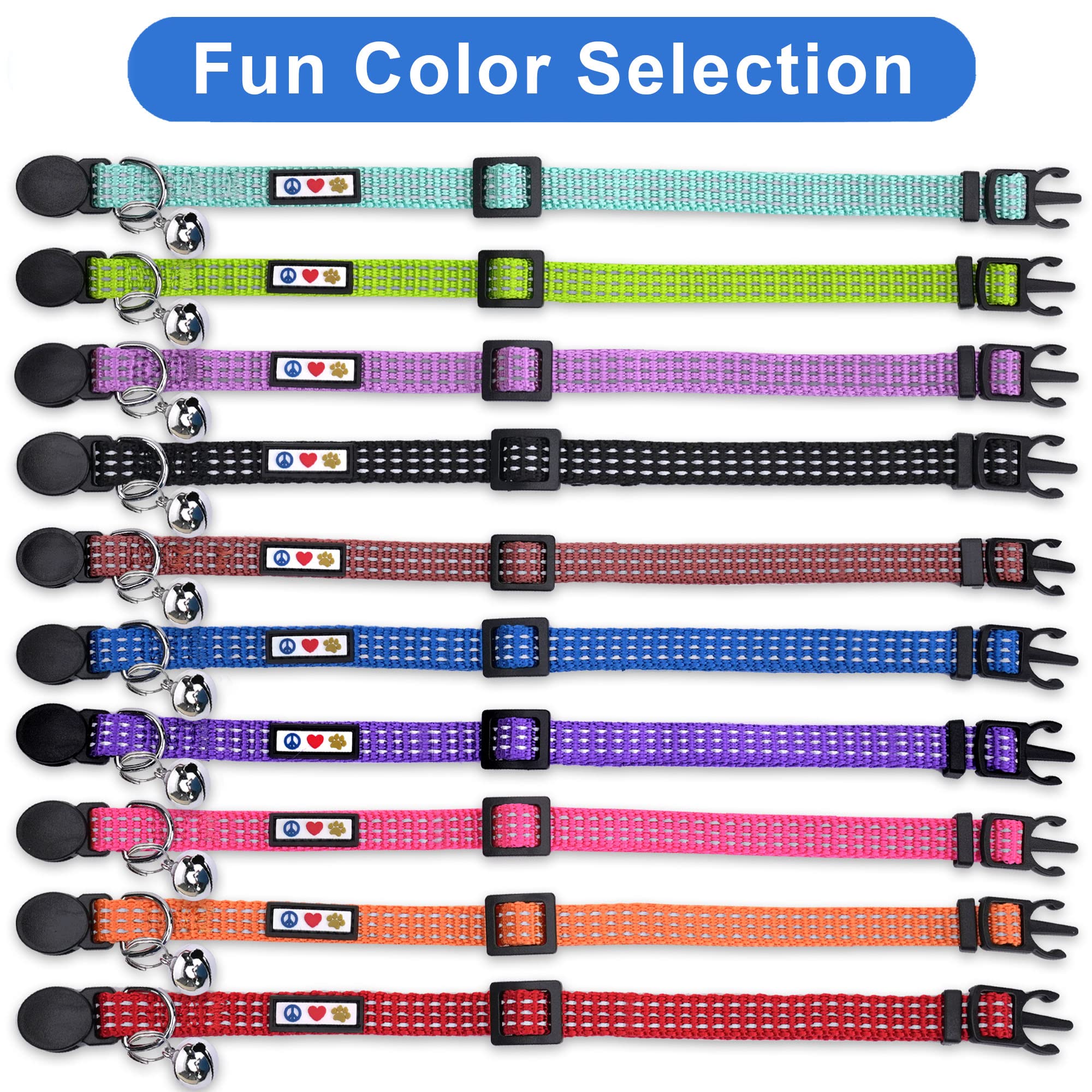 Pawtitas Reflective Cat Collar With Safety Buckle And Removable Bell Cat Collar Kitten Collar Purple Orchid Cat Collar
