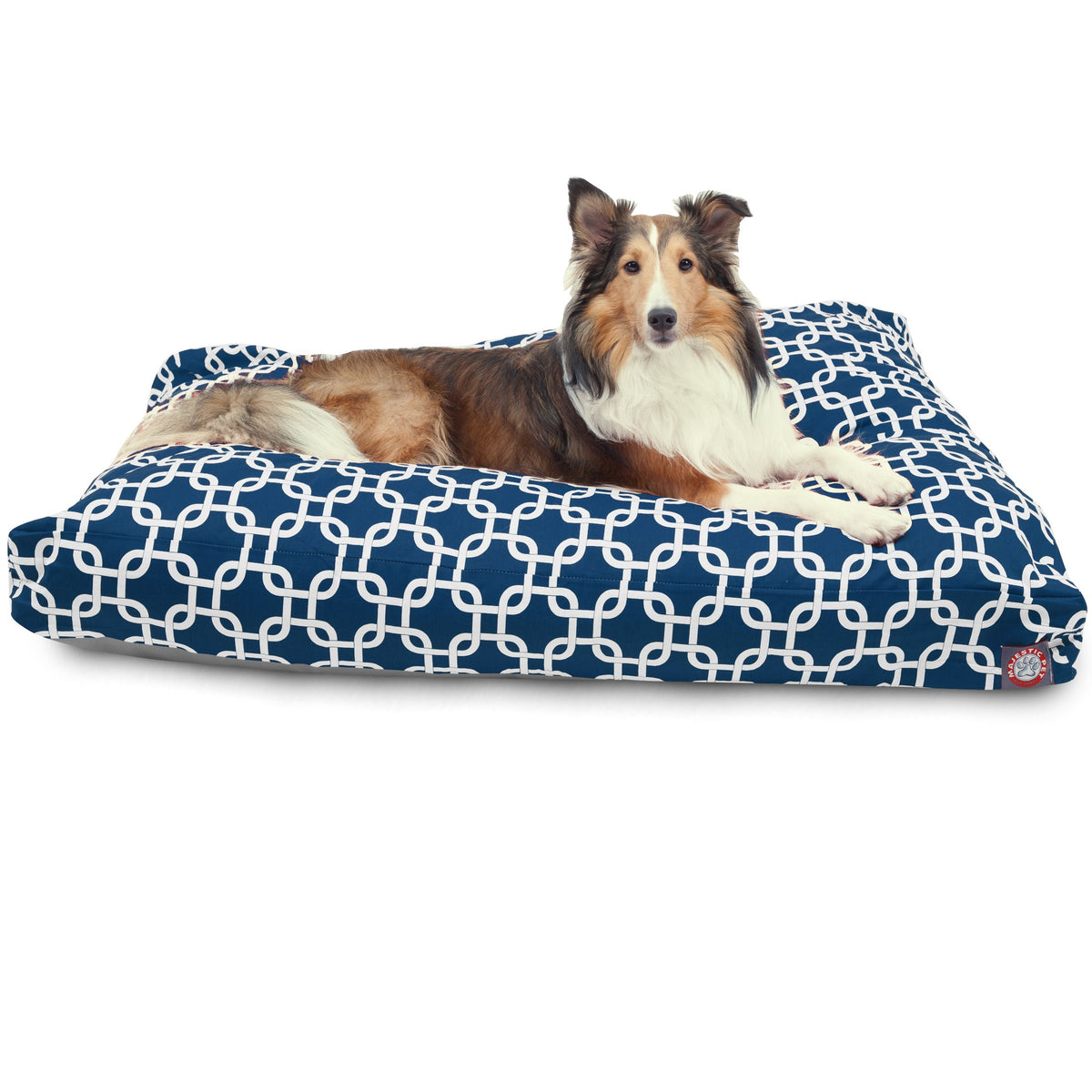 Navy Blue Links Large Rectangle Indoor Outdoor Pet Dog Bed With Removable Washable Cover By Majestic Pet Products
