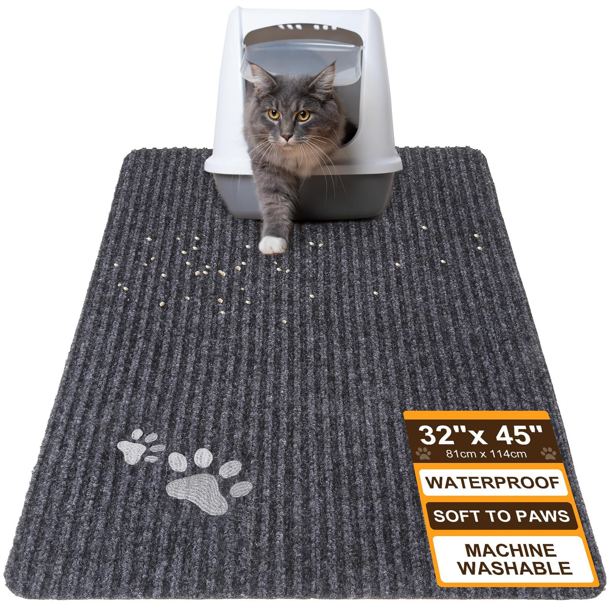 Beautyzoo Cat Litter Mat Litter Trapping Mat, 32''X 45'' Extra Large Litter Box Mat, Waterproof Kitty Litter Mat, Non-Slip Litte