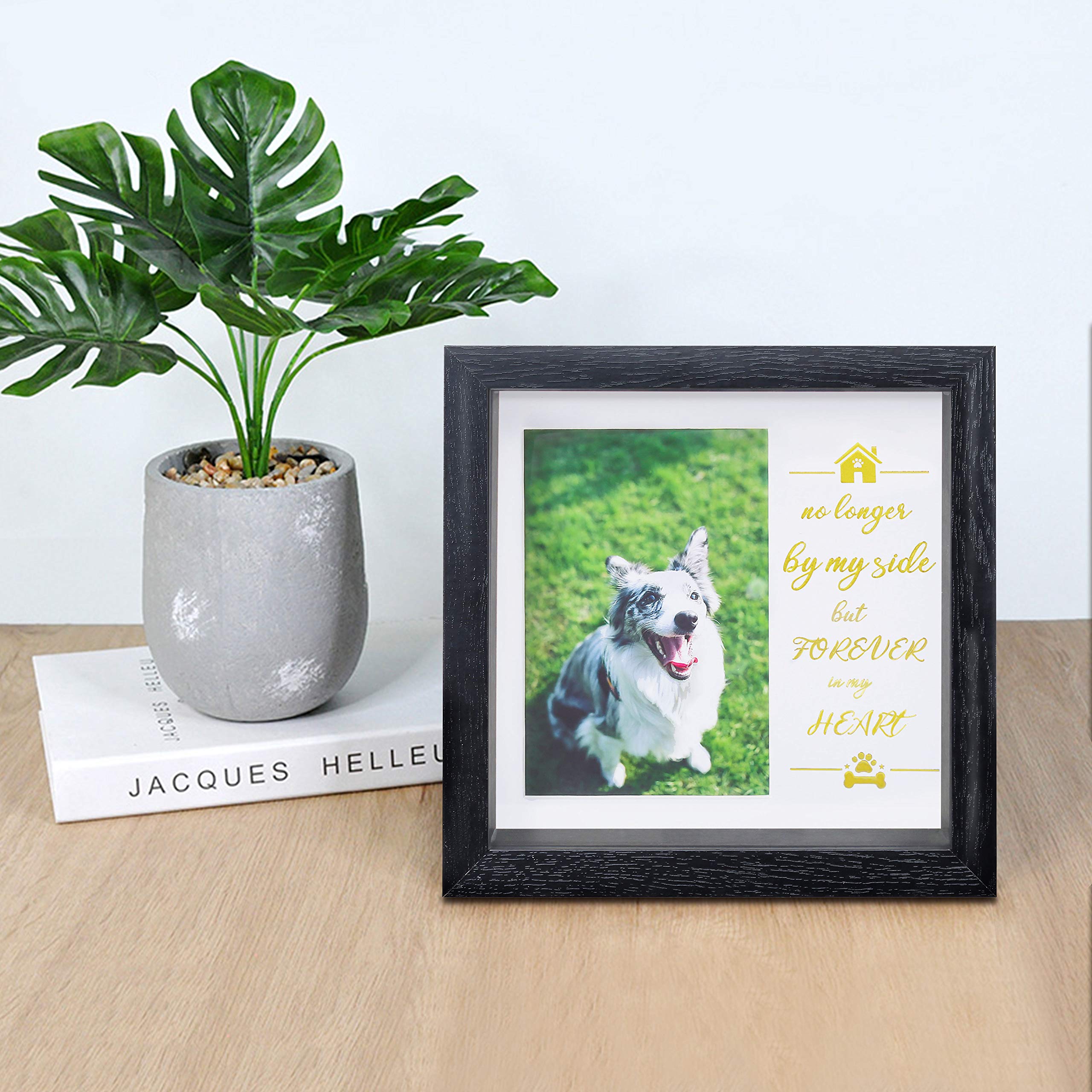 KCRasan Pet Picture Frame - 9 Inch Black Memorial Frame for Dogs & Cats - Keepsake Tribute and Sympathy Gift