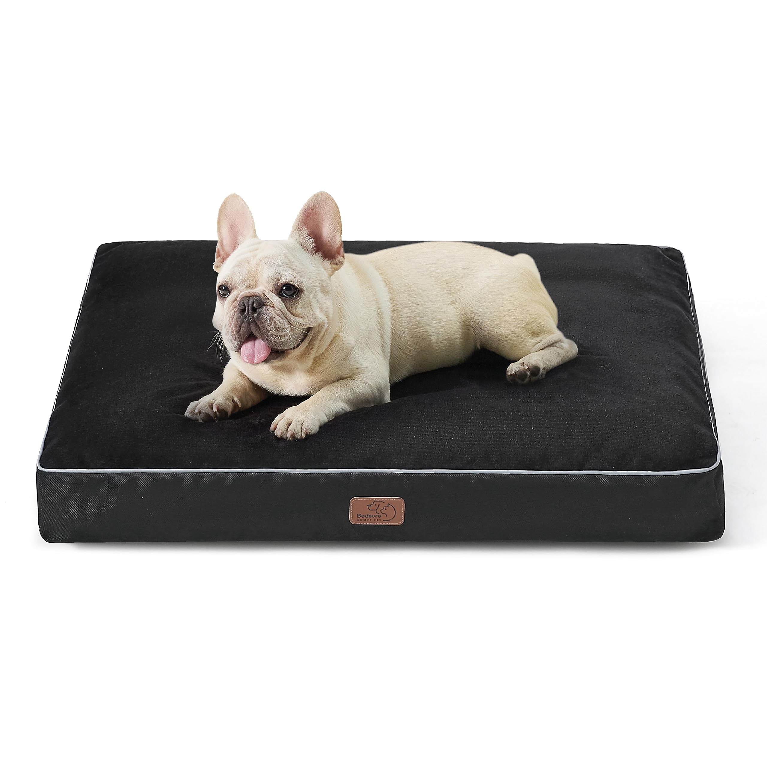 Bedsure Waterproof Dog Bed For Medium Dogs - 4 Inch Thicken Up To 45Lbs Pet Mat Pillows With Removable Washable Cover, Black
