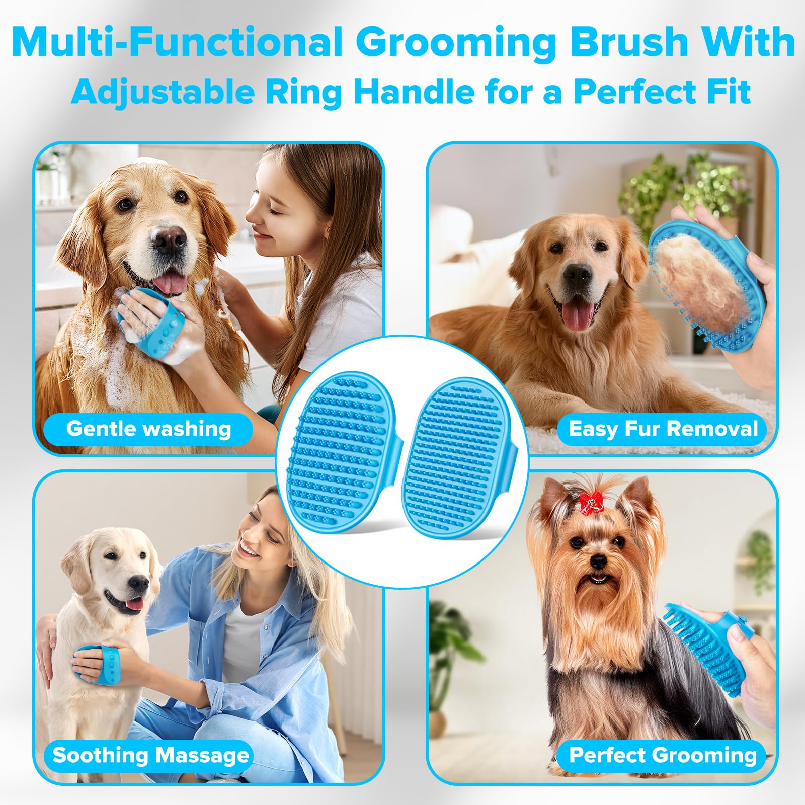 Augwind 6Pcs Pet Grooming Kit | Dog Washing Gloves | Dog Bath Brush | Dog Bath Gloves | Dog Shampoo Brush | Pet Grooming Gloves