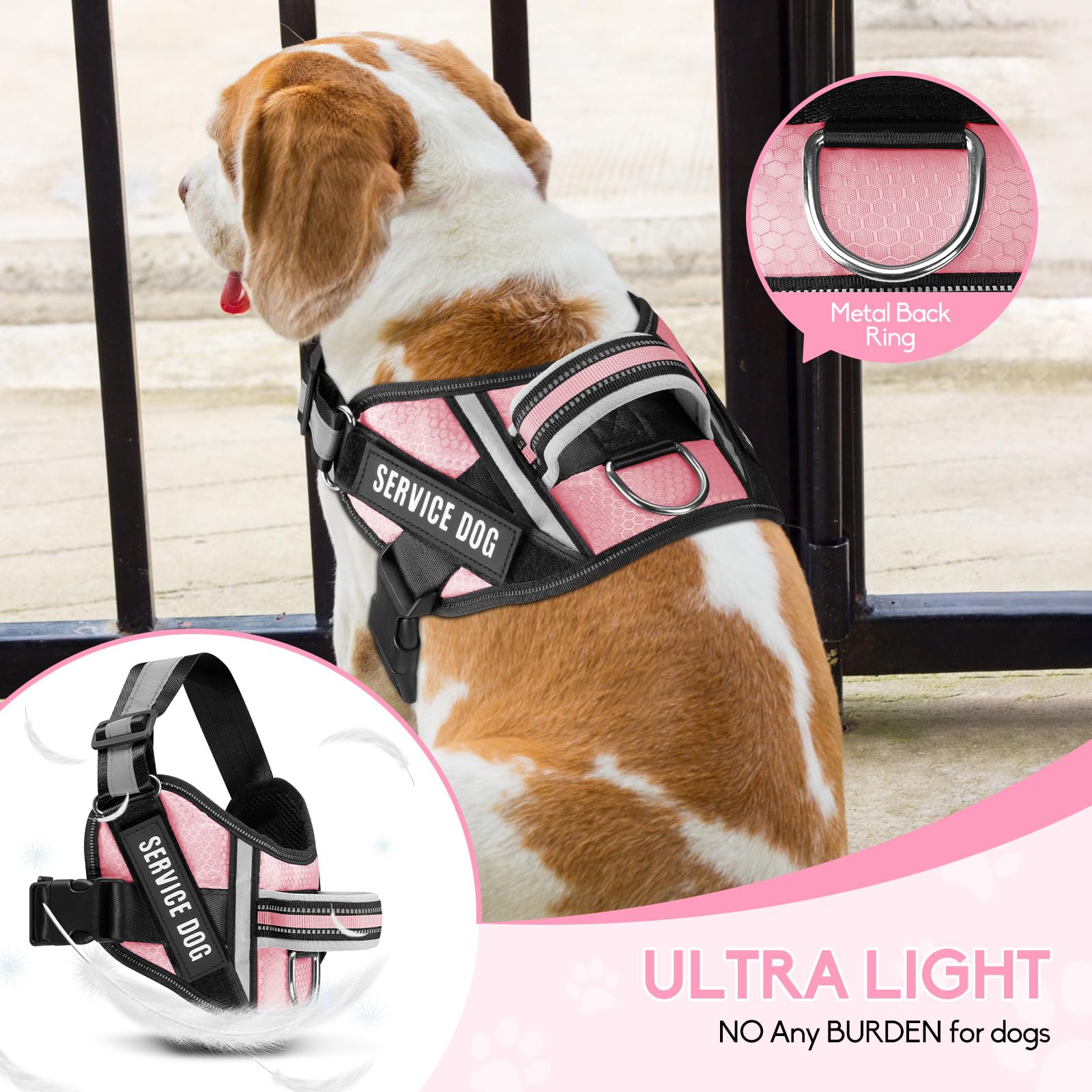 Service Dog Vest Harness And Leash Set, Animire In Training Dog Harness With 8 Dog Patches, Reflective Dog Leash With Soft Padded Handle For Small, Medium, Large, And Extra-Large Dogs